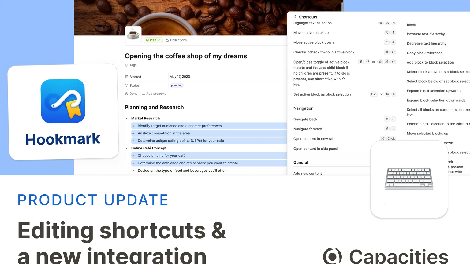 Editing shortcuts & a new integration