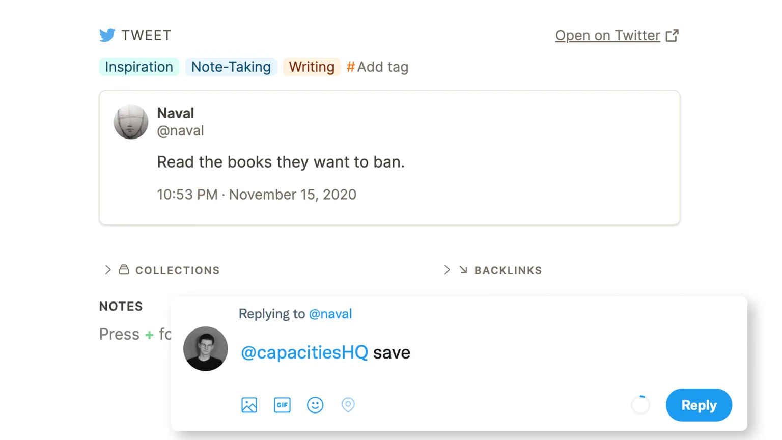 Tags and Twitter integration