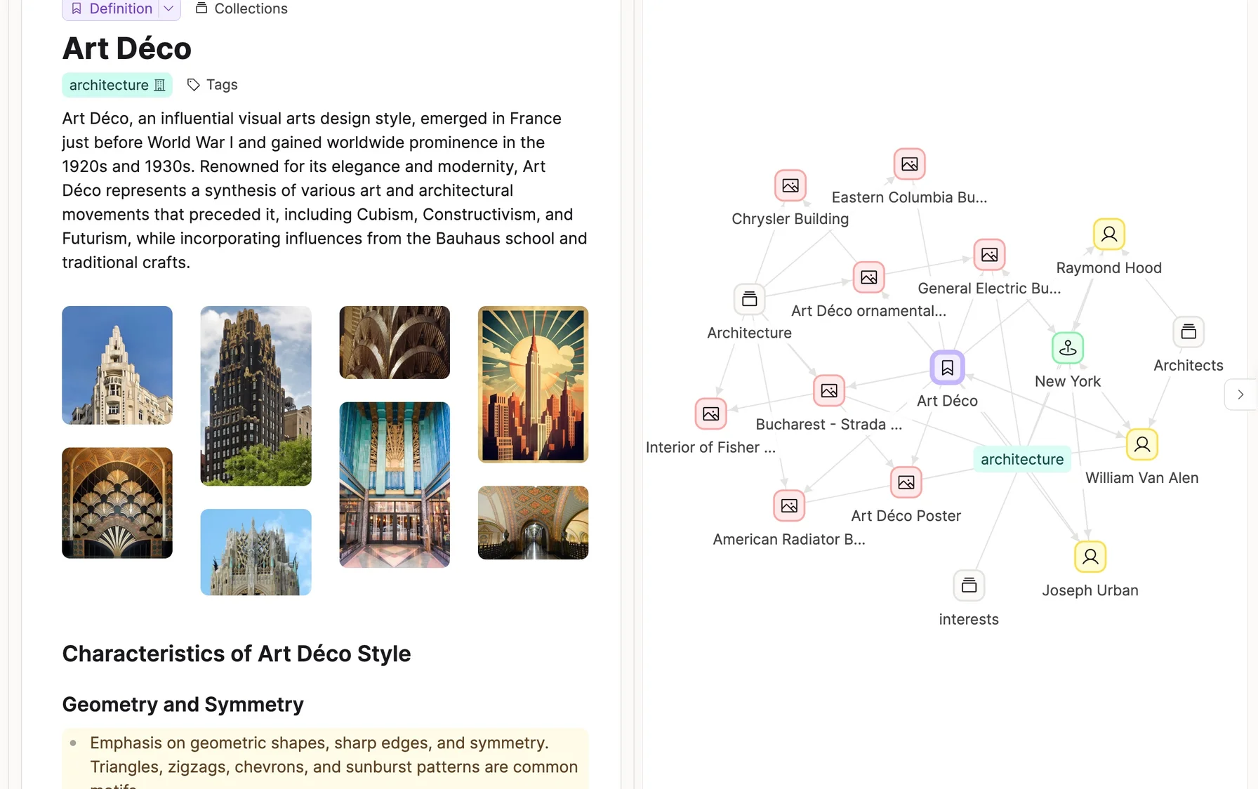 Graph view showing interconnected objects