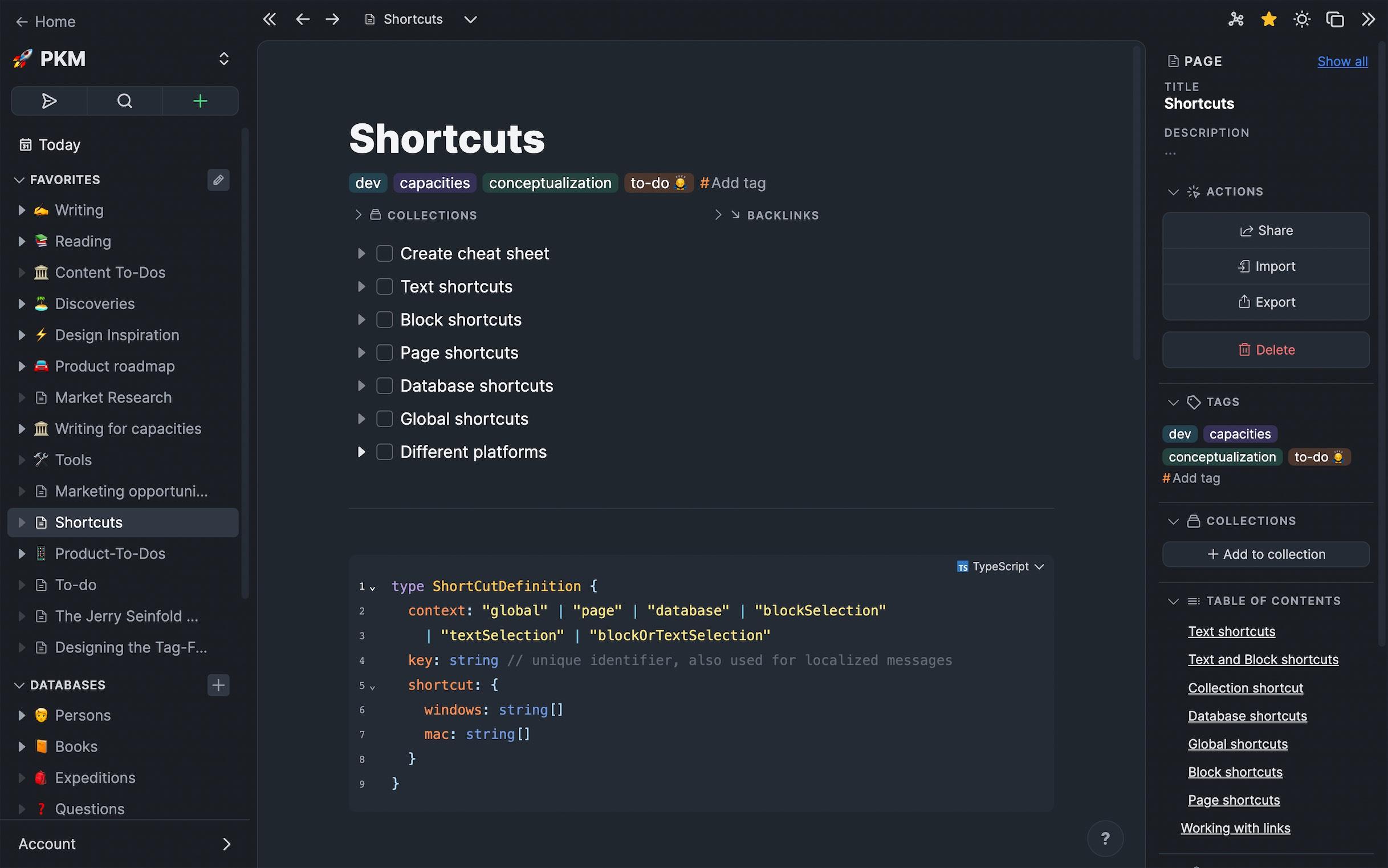 New page design in dark mode