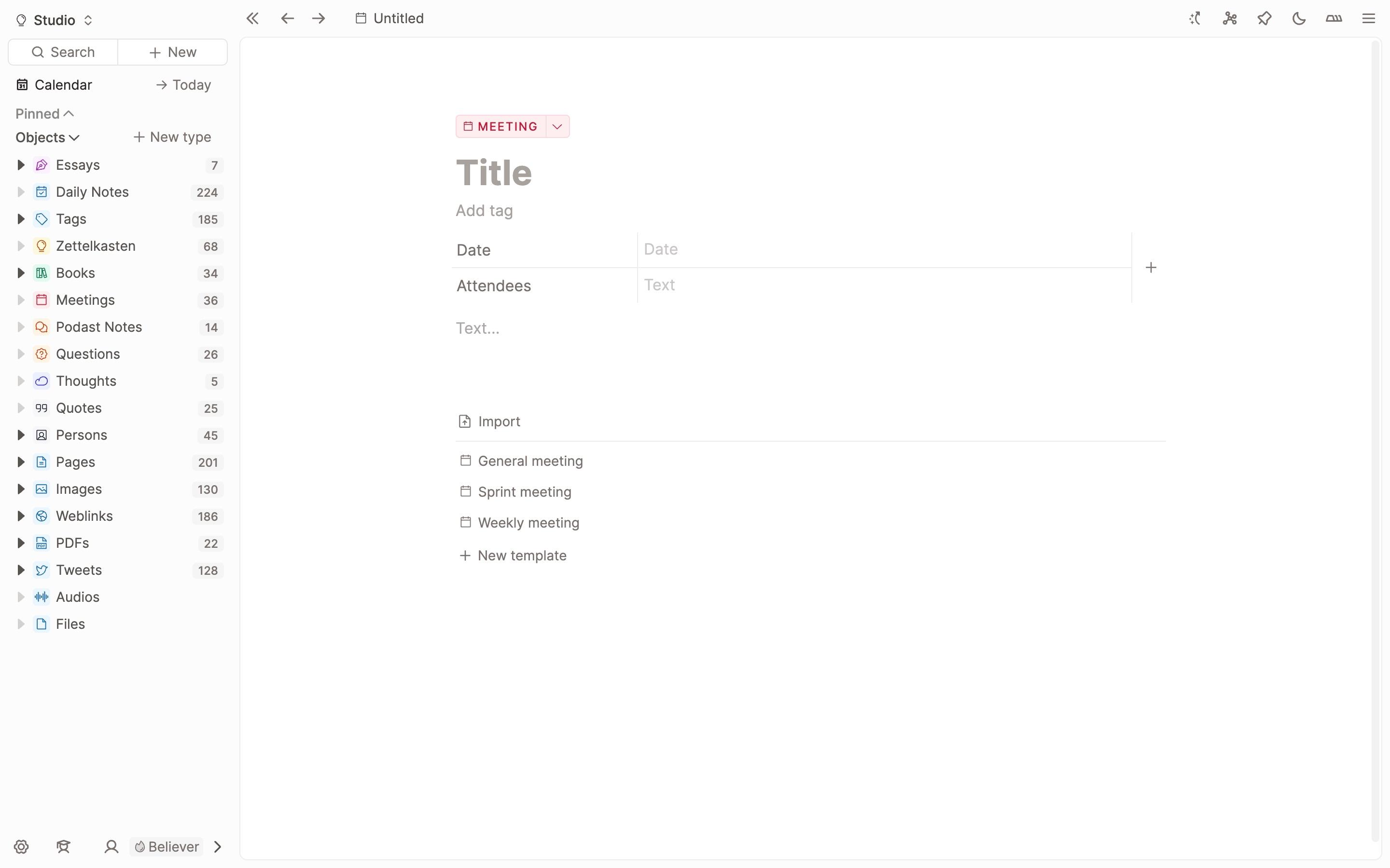 Template section