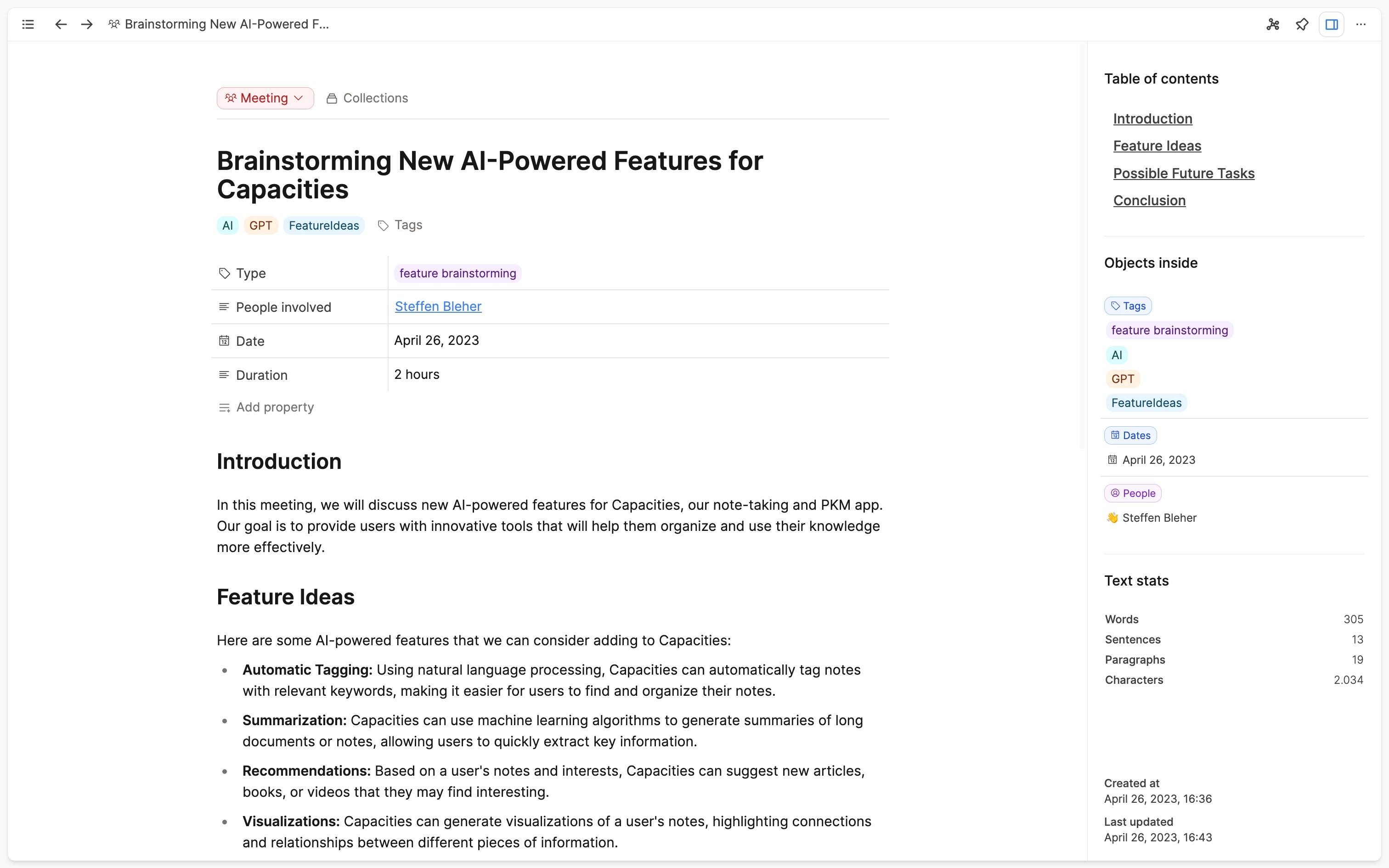 Screenshot of new right sidebar