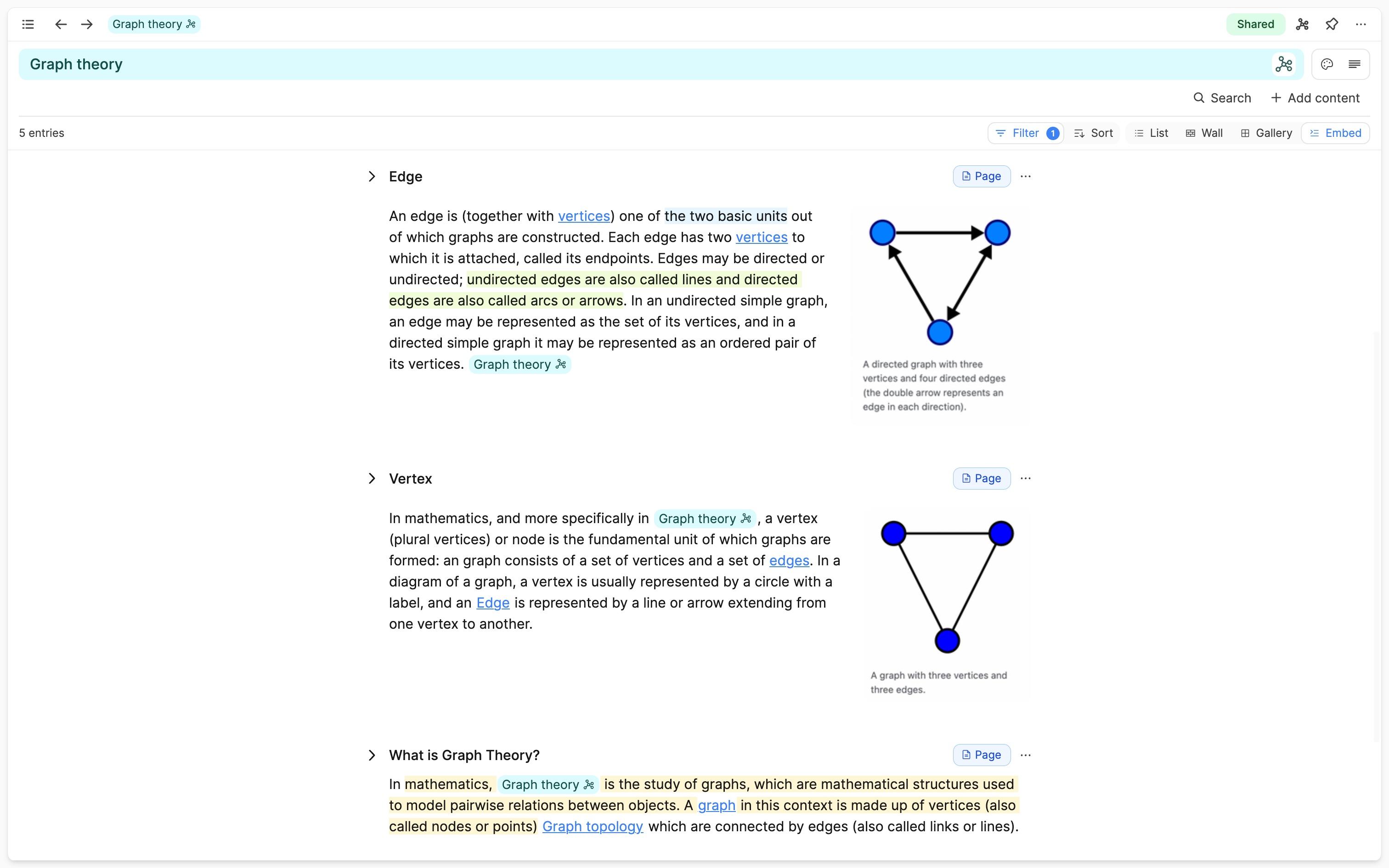 Embed view for tags