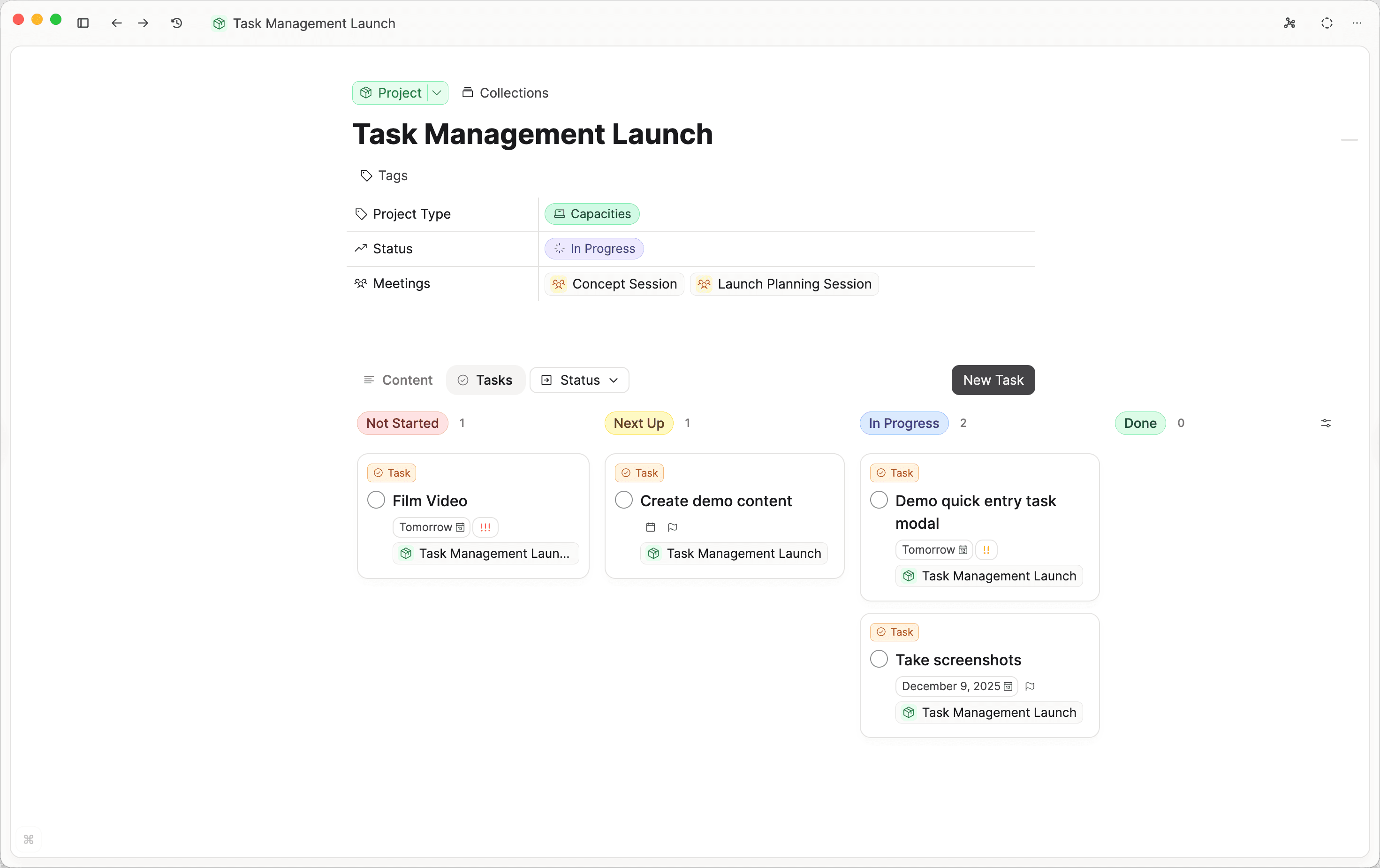 release task tab