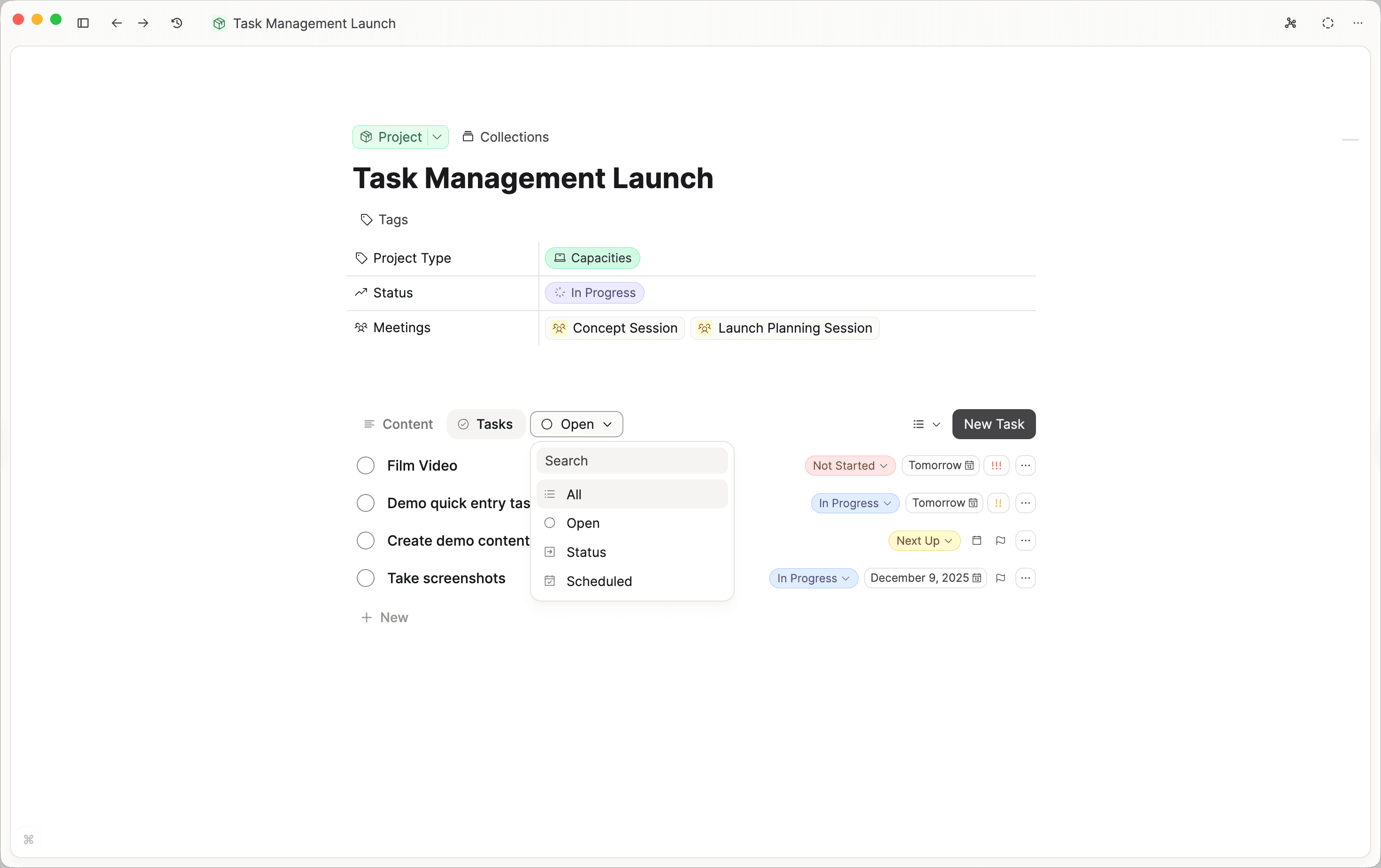 release task views