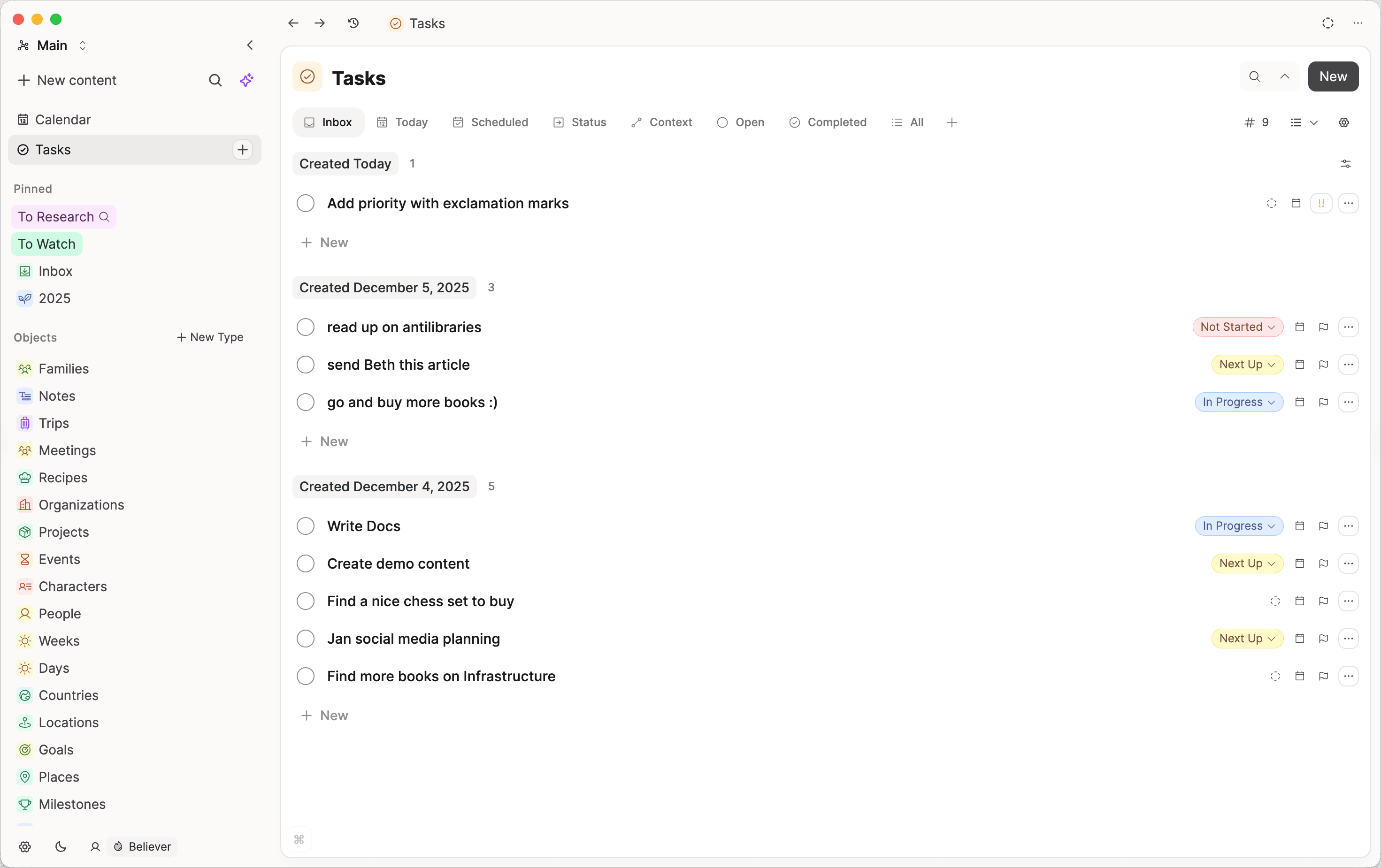 task dashboard