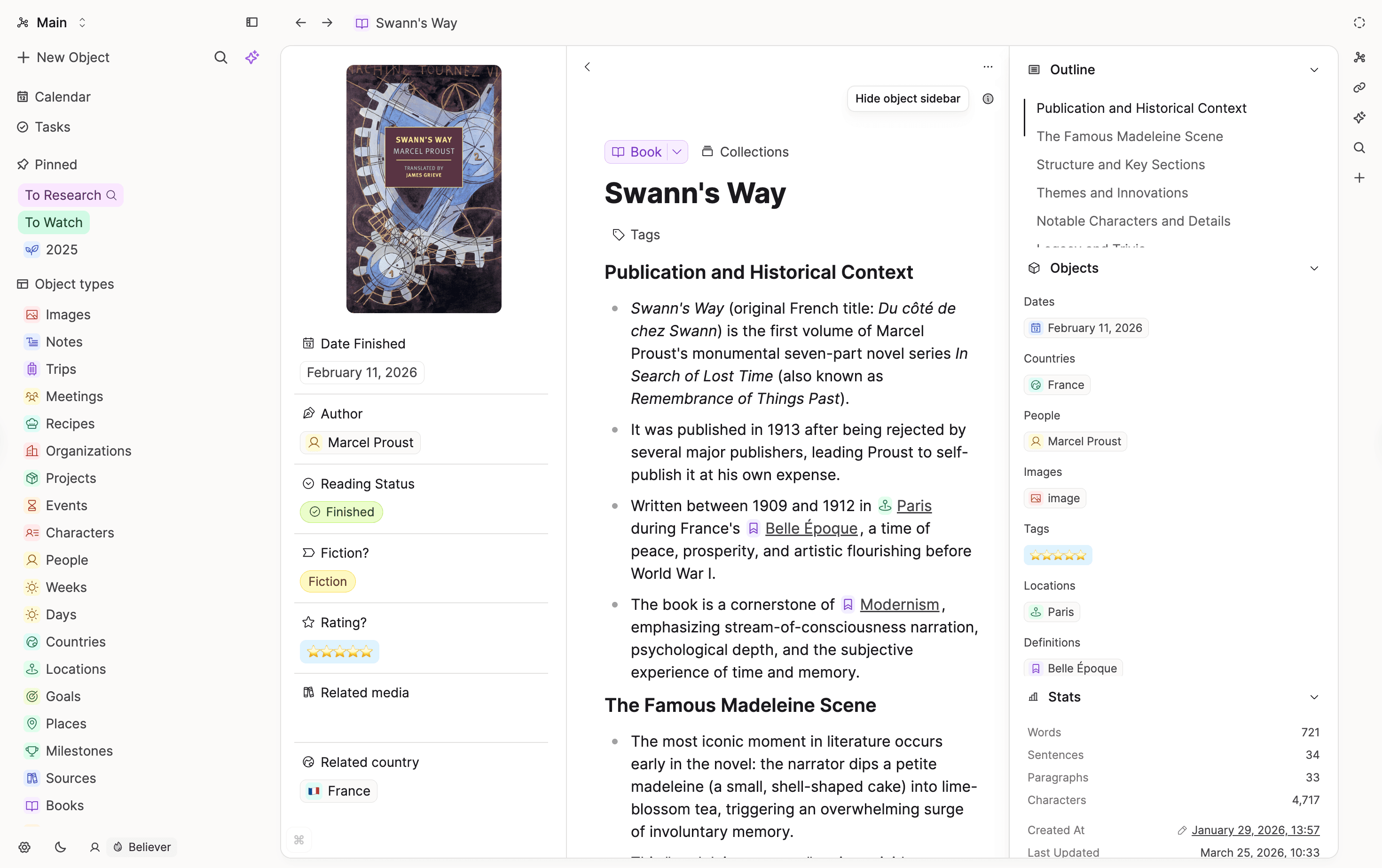 The new static object sidebar