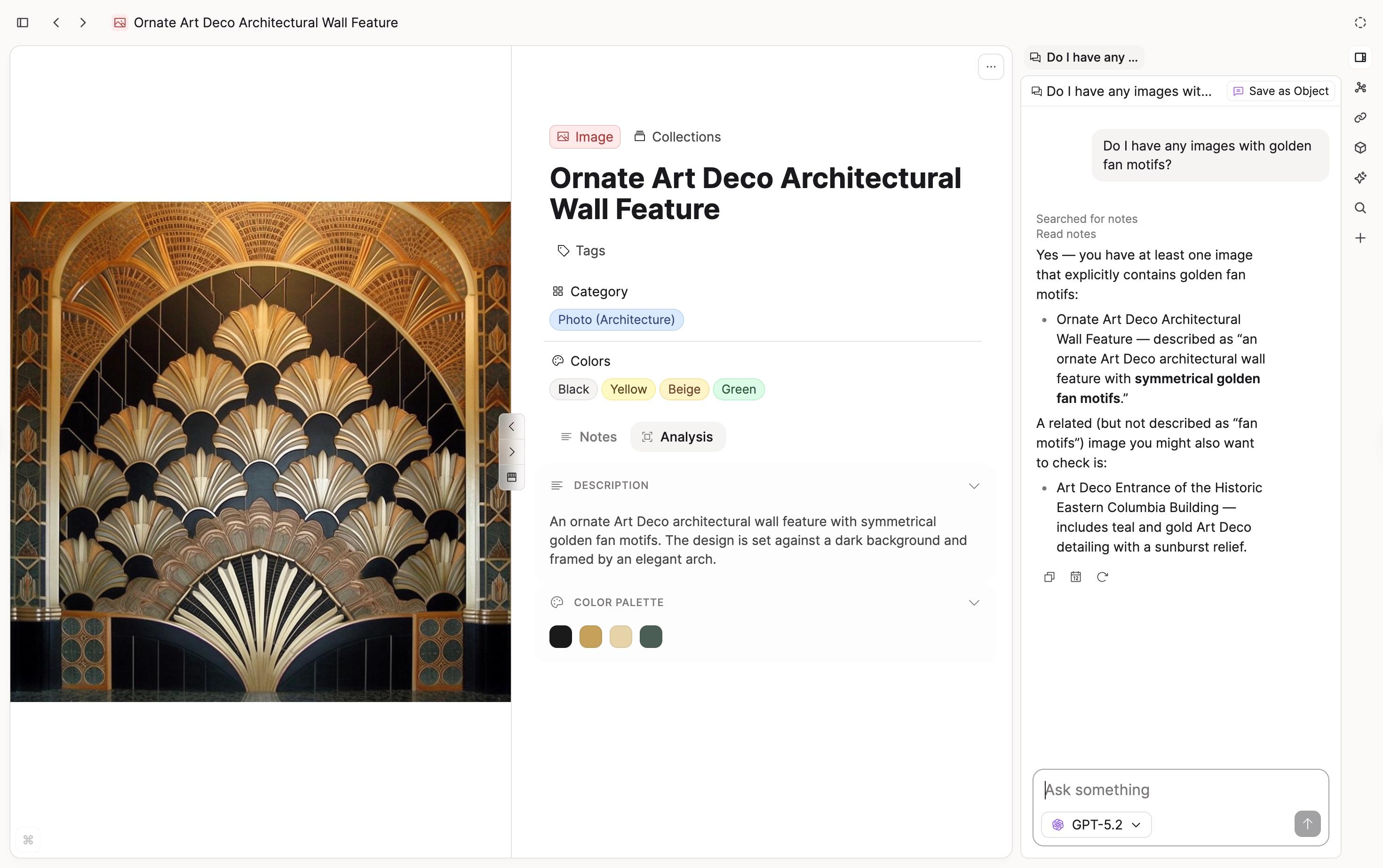 AI chat using extracted image metadata as context