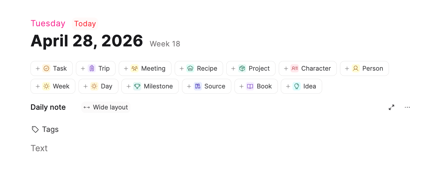 Wide layout for daily notes