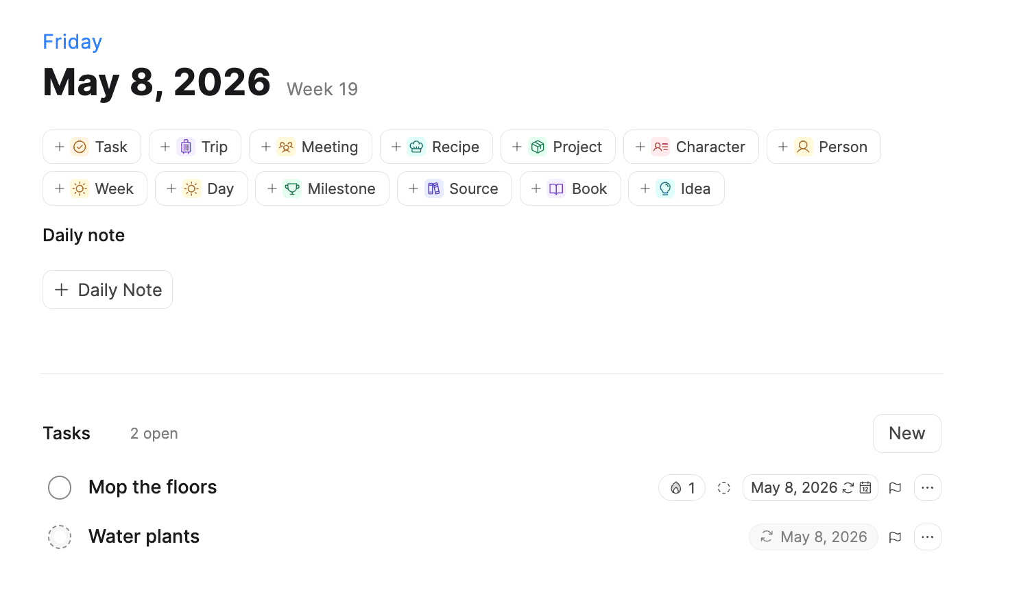 recurring tasks calendar