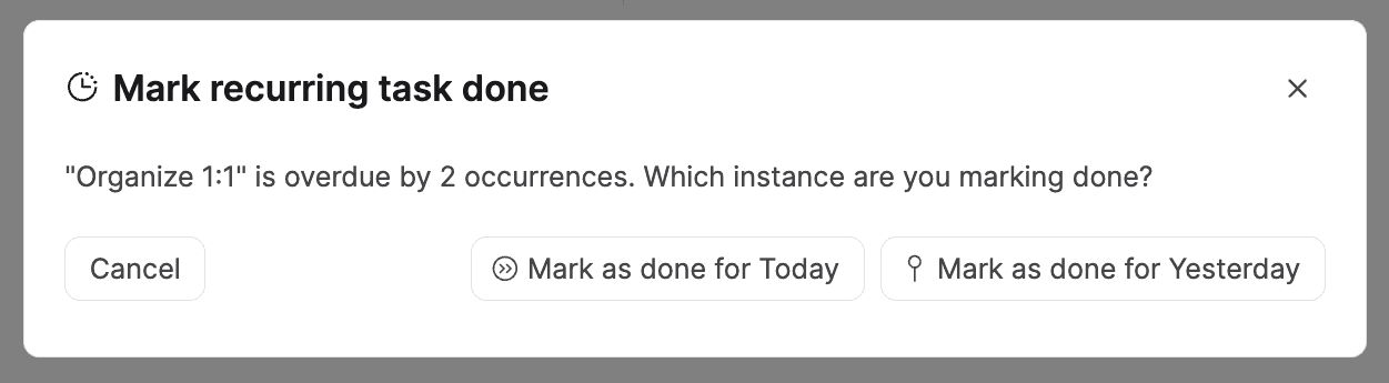 recurring tasks options