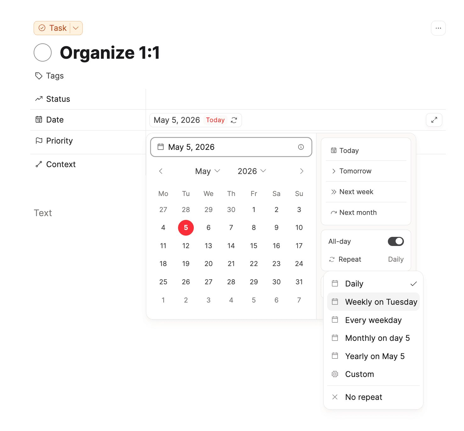 recurring tasks