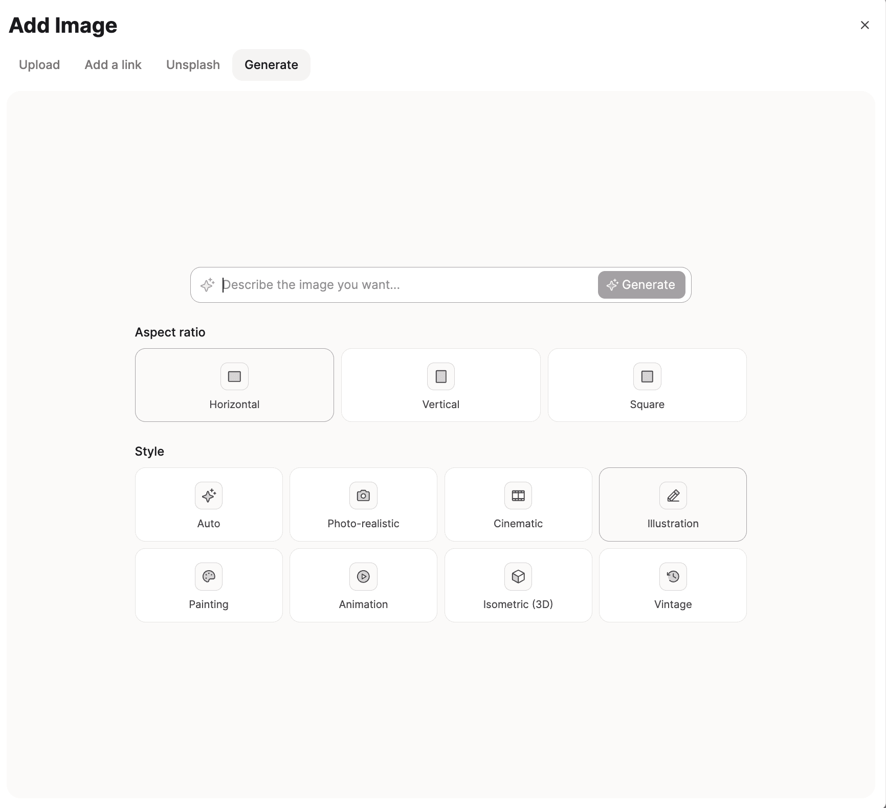 Generate tab for a new image