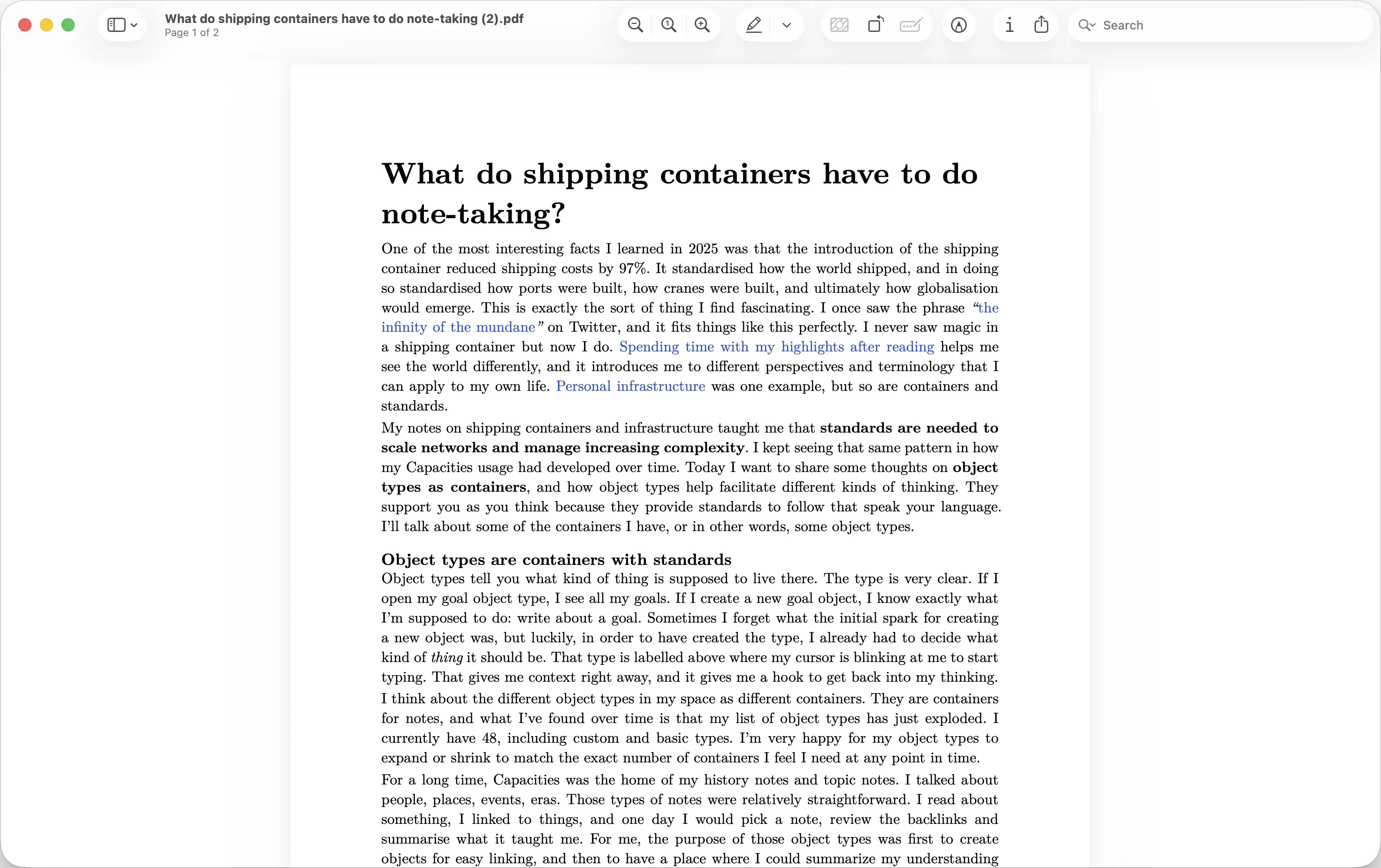 A page exported as an Essay-style PDF