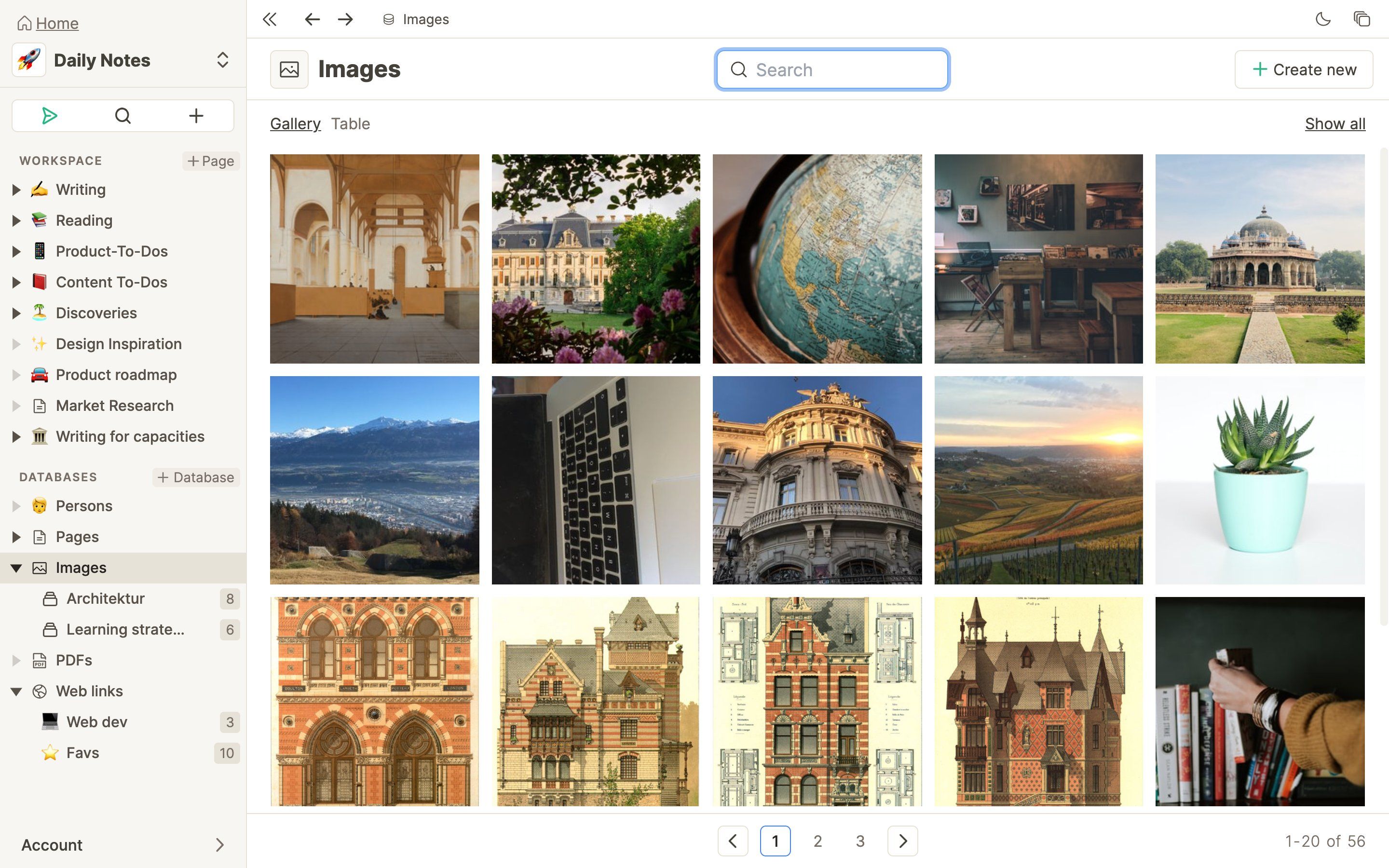 Database dashboard – search