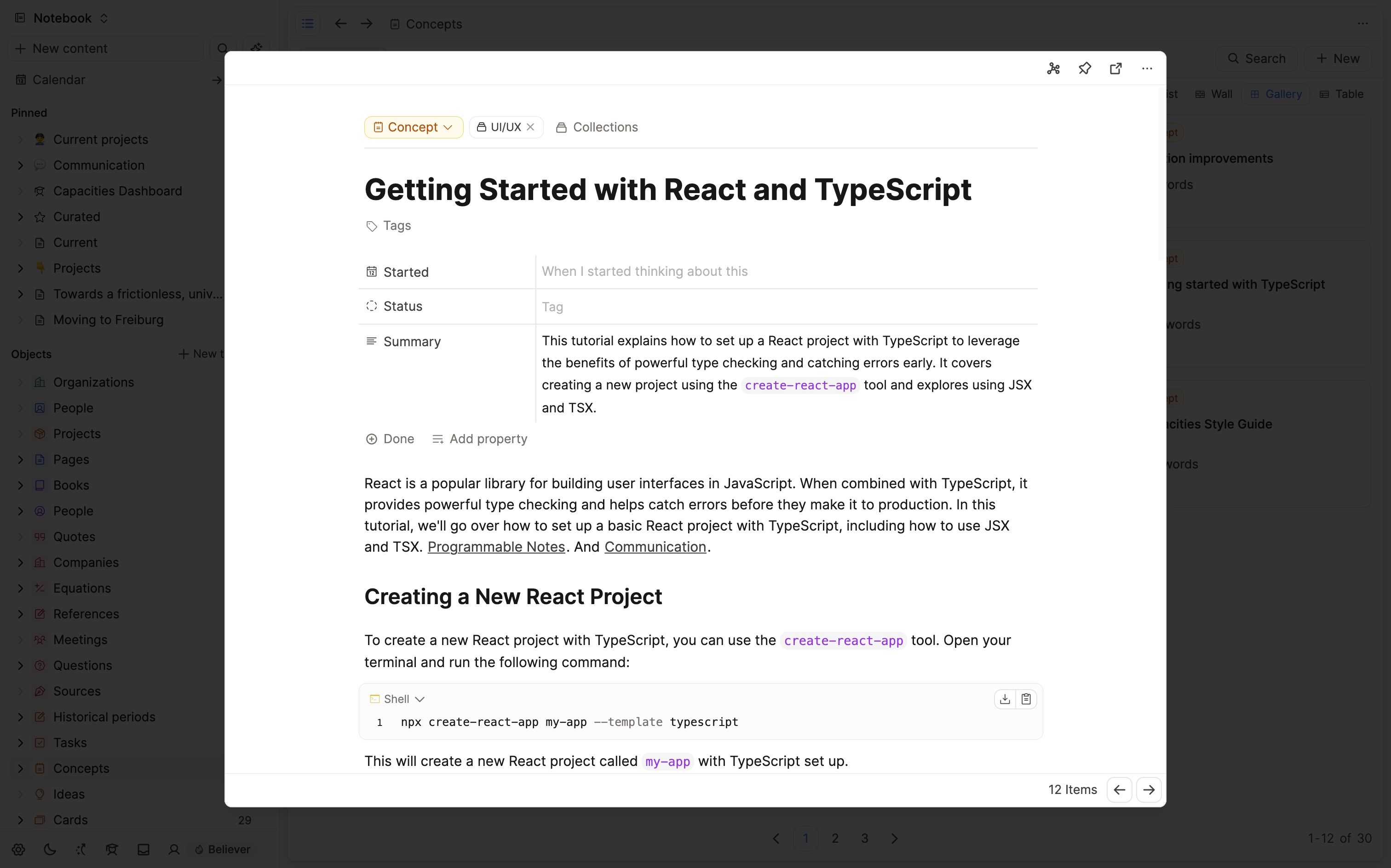 Screenshot of new modal background