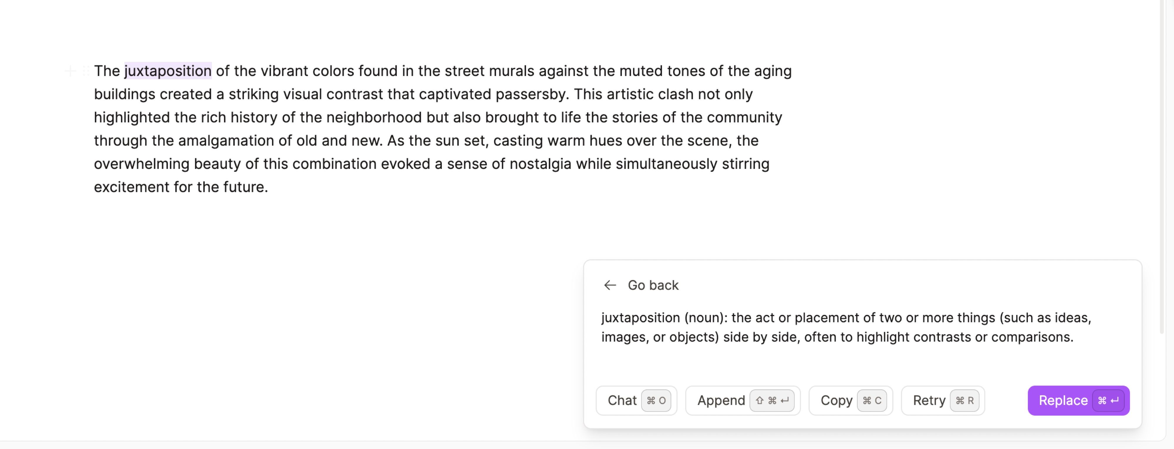Example of the AI editor