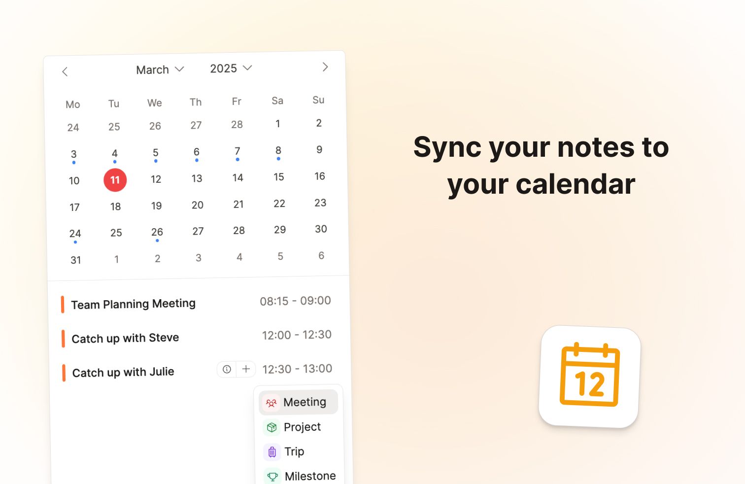 sync your notes to Calendar