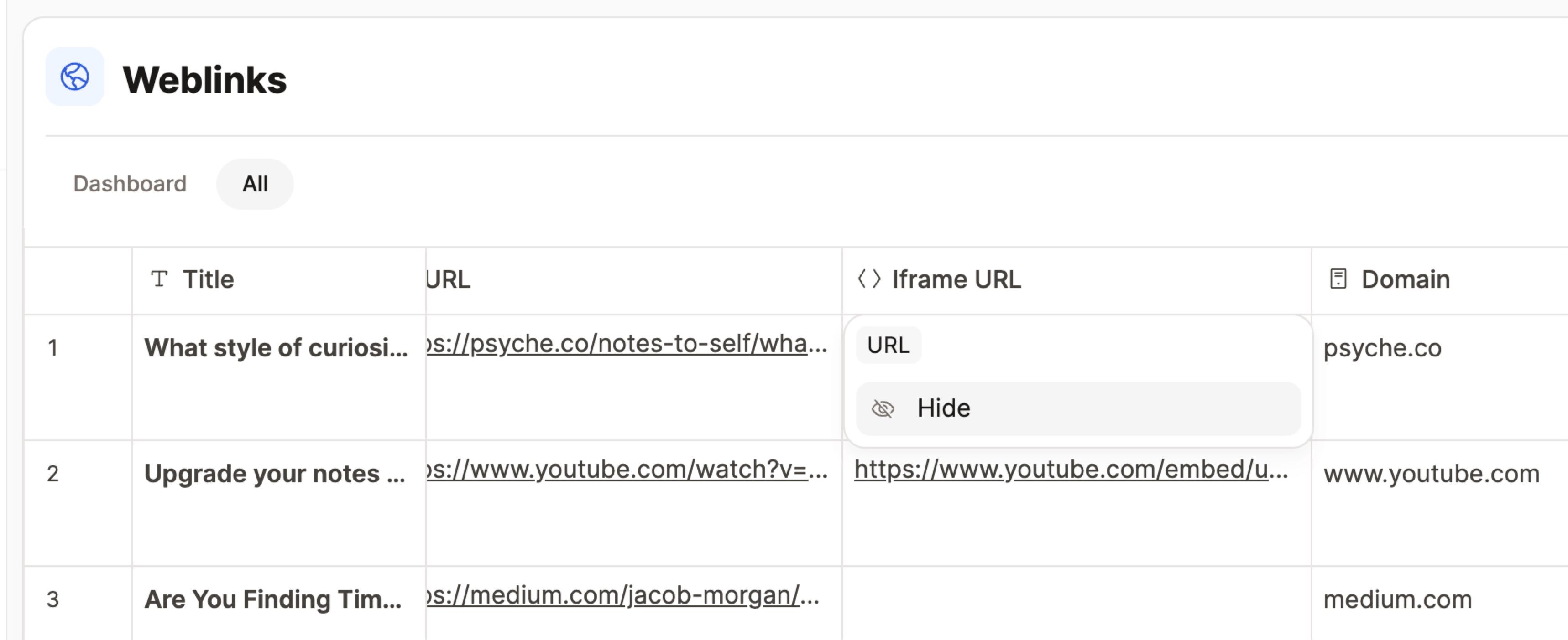 Table view customization