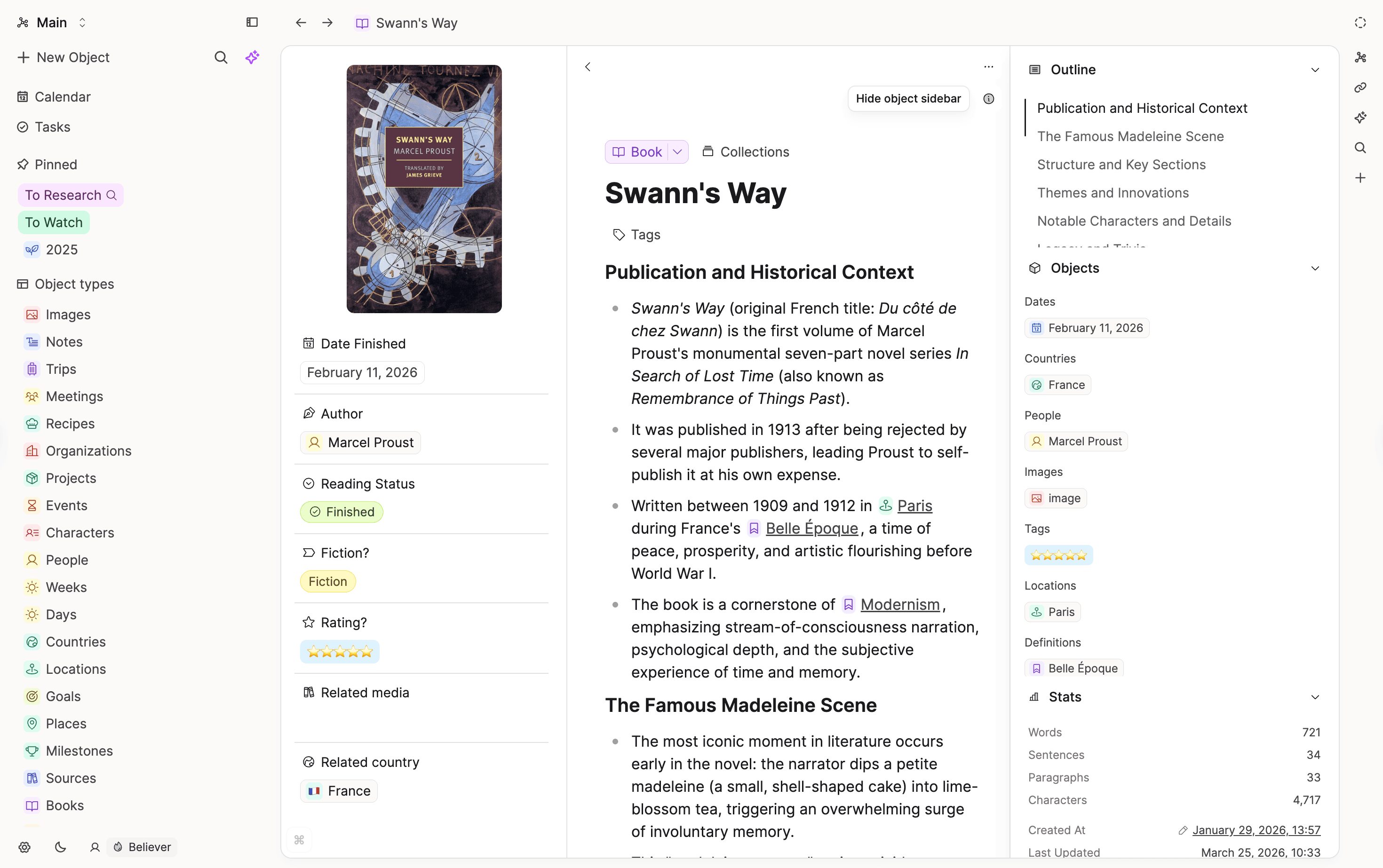 The new static object sidebar