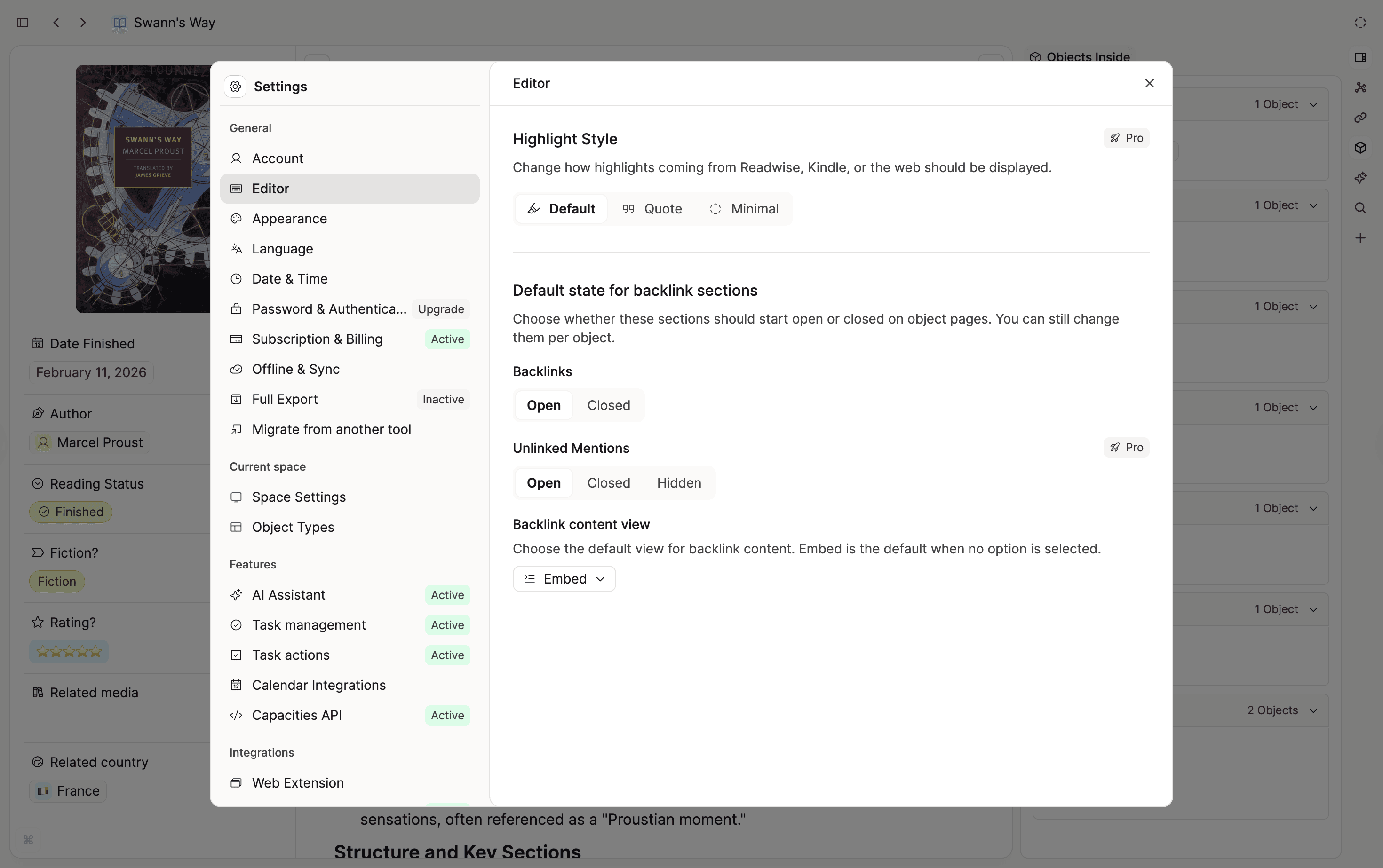 Default state for backlink sections