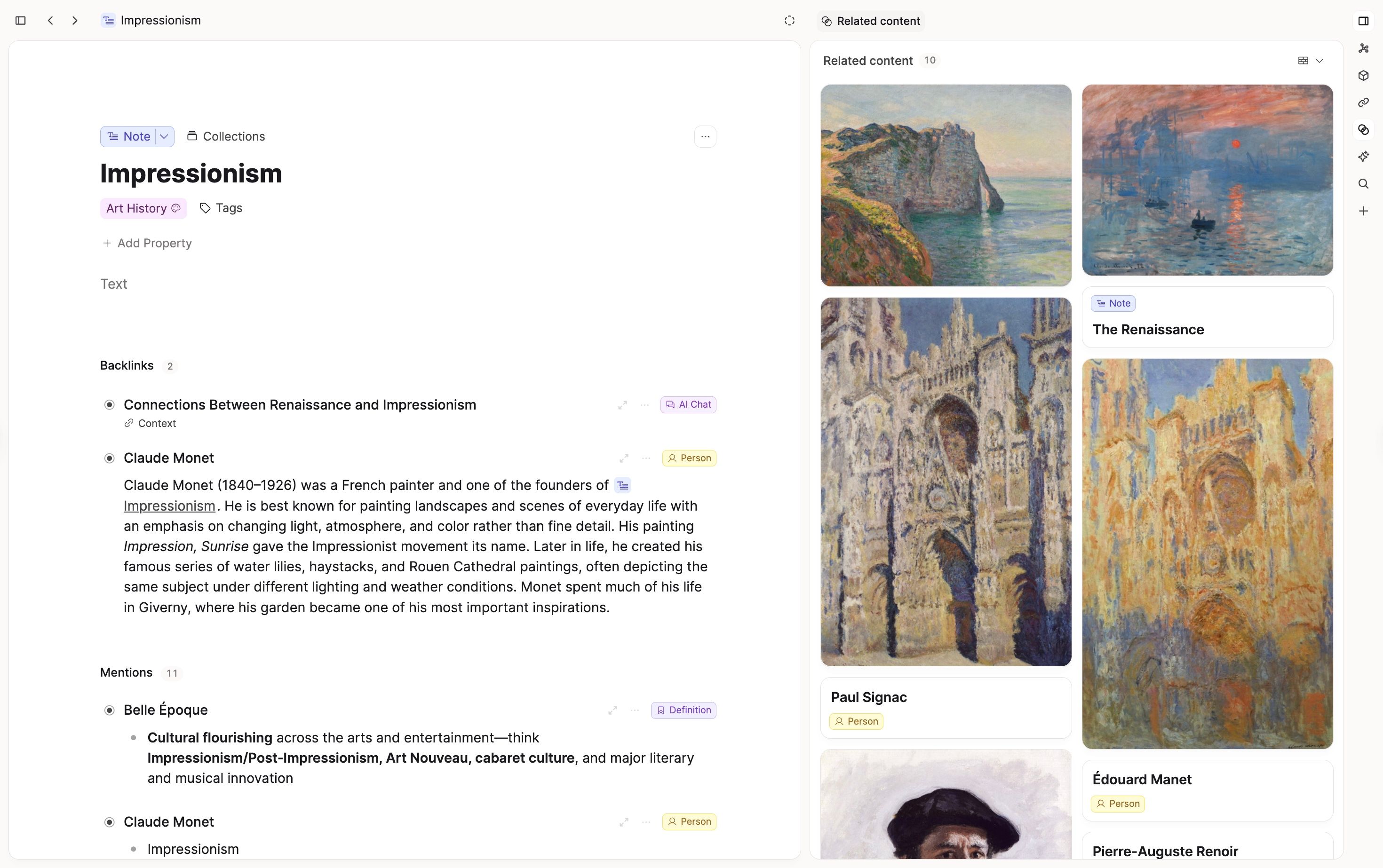 Related content side panel