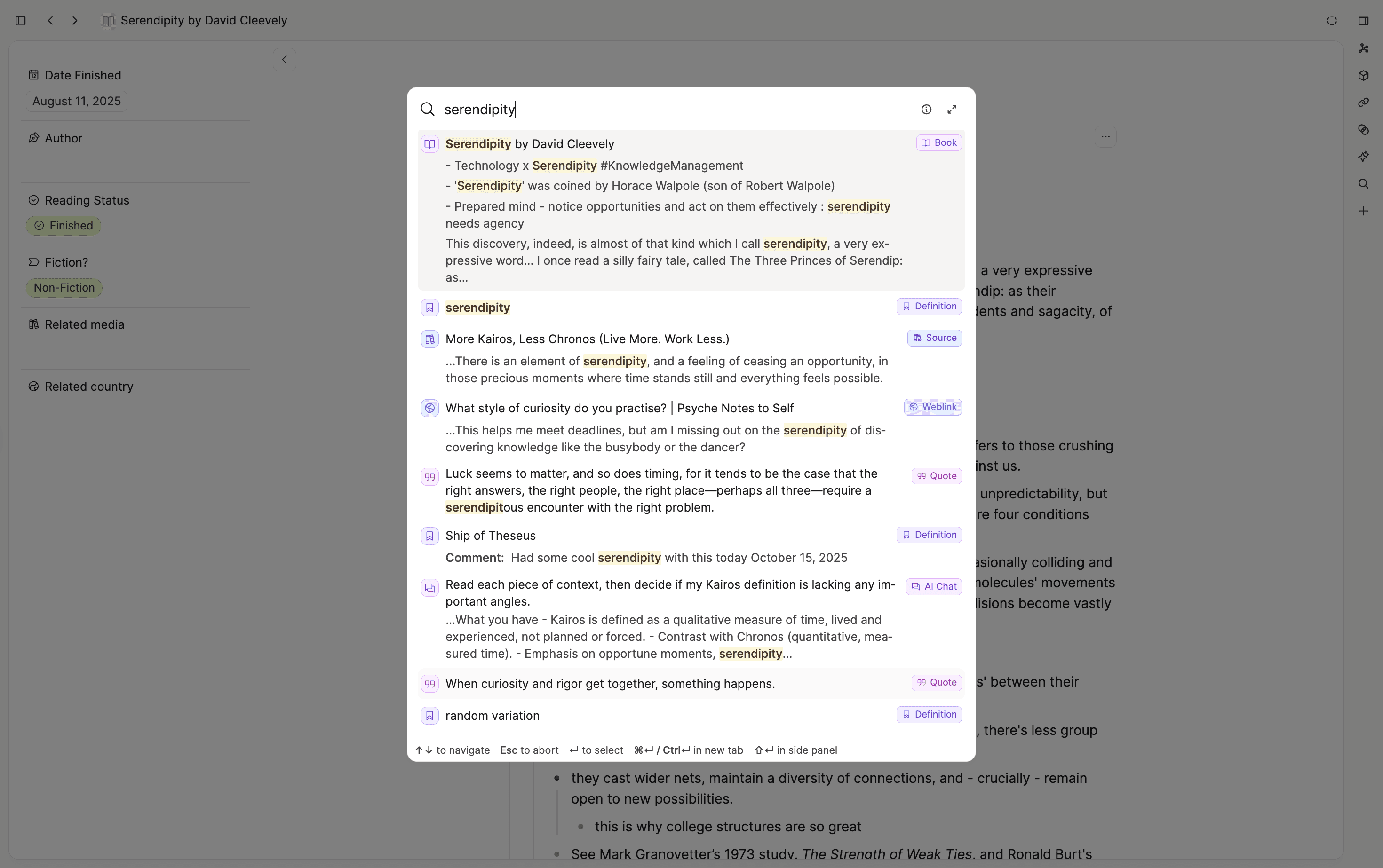 Semantic search results
