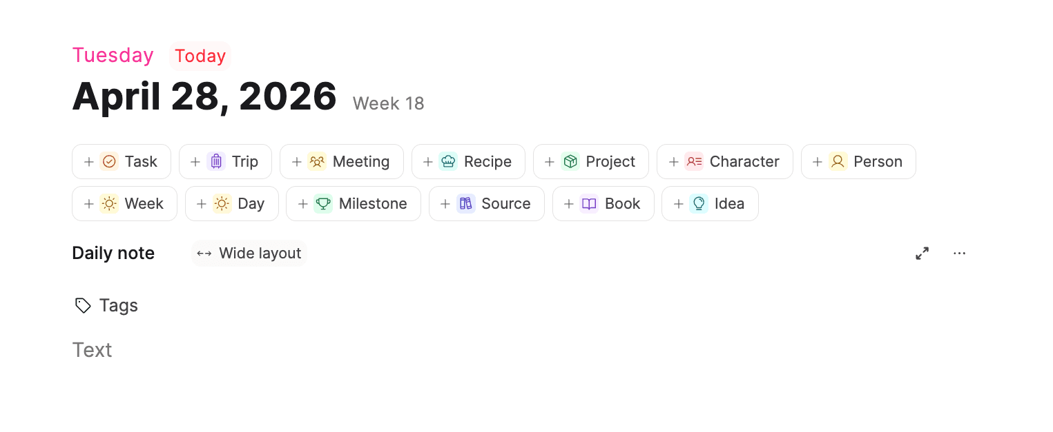 Wide layout for daily notes