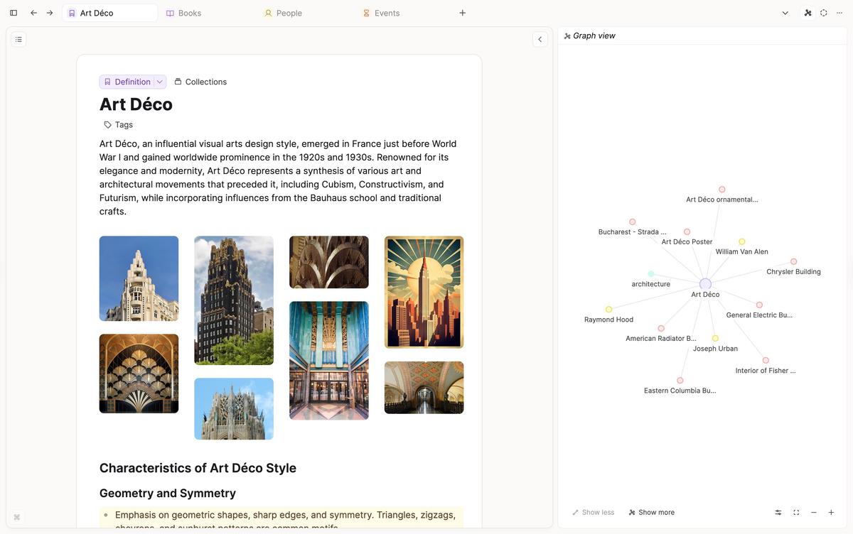 An Art Deco collection shown as a gallery of cards with cover images and icons