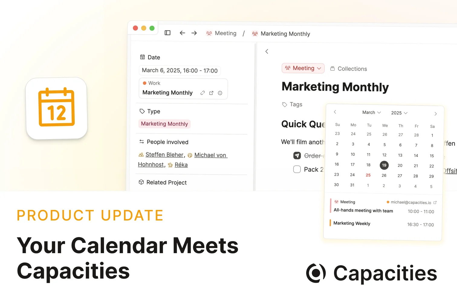 Capacities Calendar integrations are now in Capacities Pro