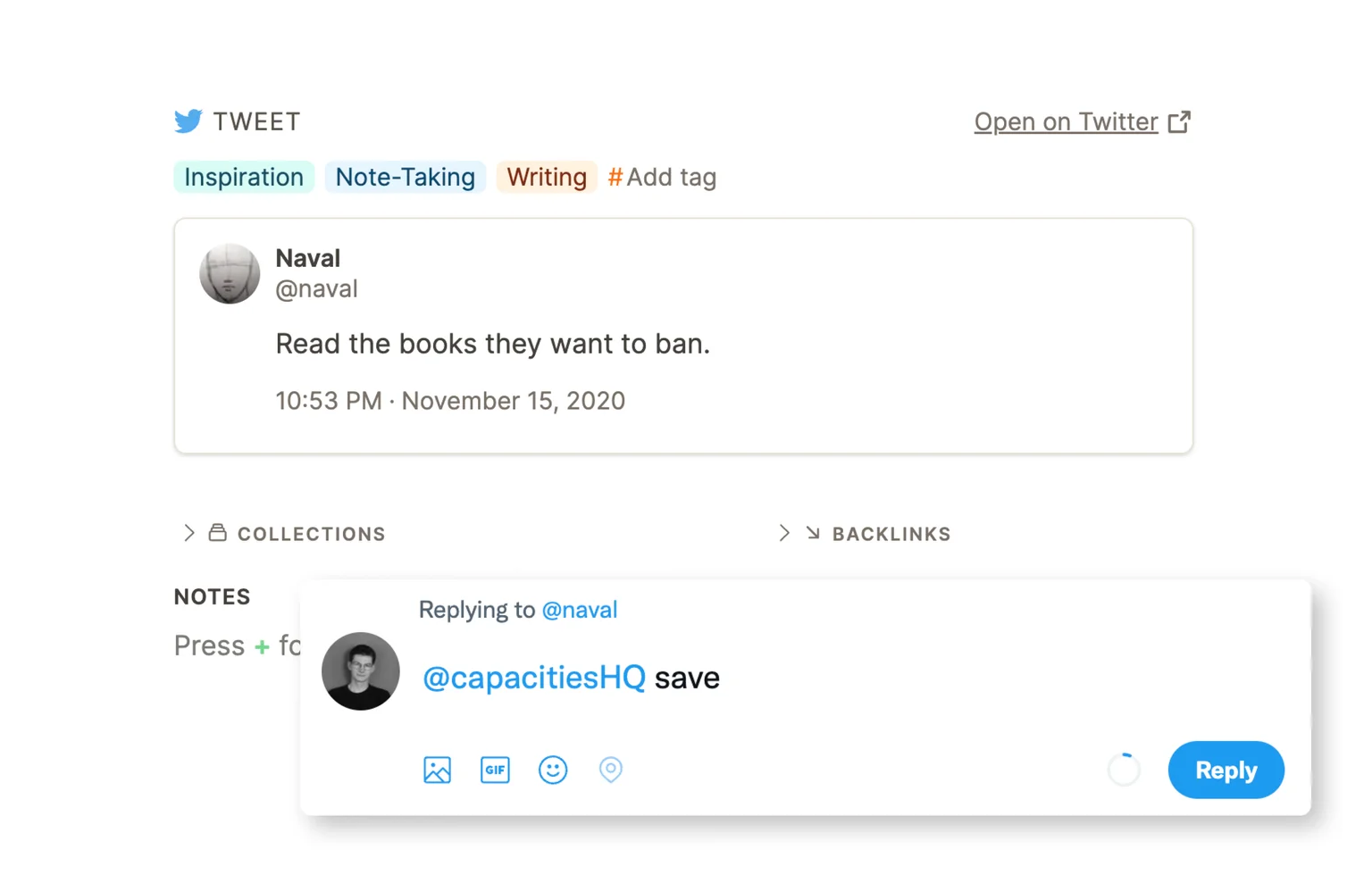 Tags and Twitter integration