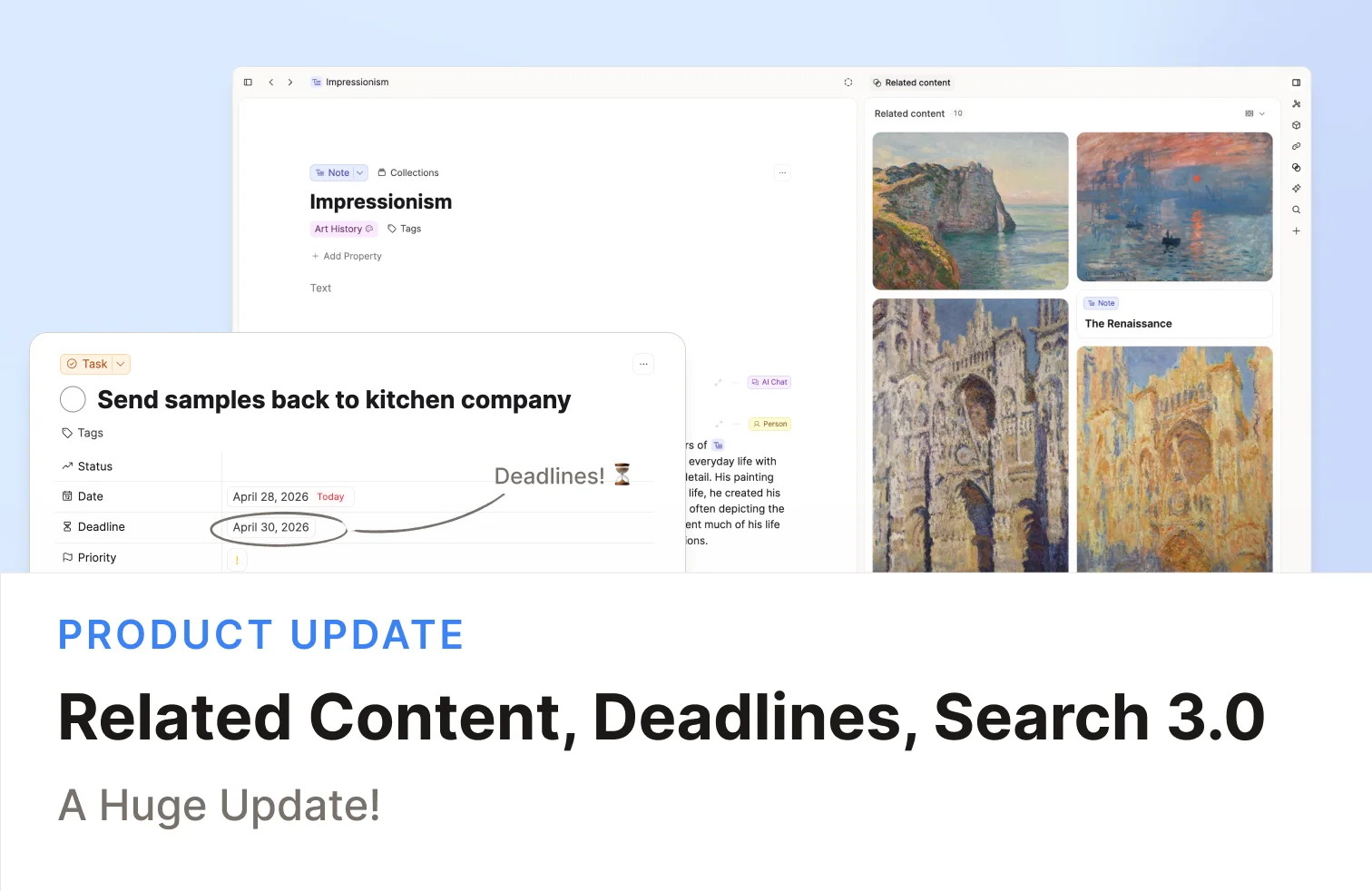 Related Content, Deadlines, and Search 3.0