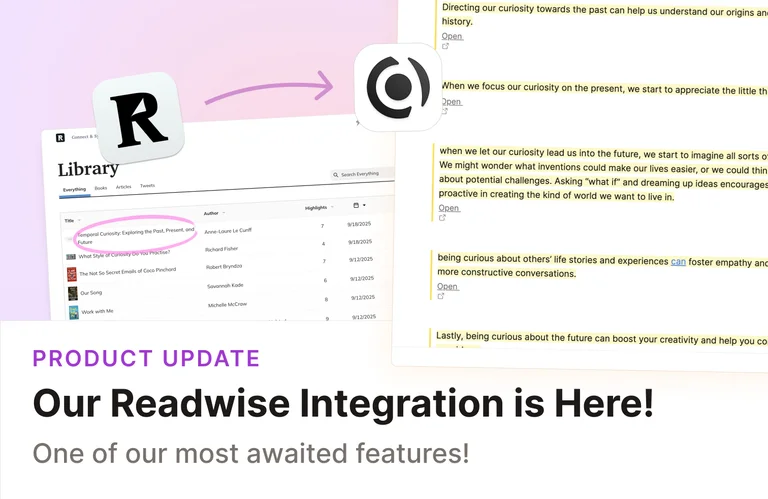 Readwise Our Readwise Integration is Here — What's new | Capacities