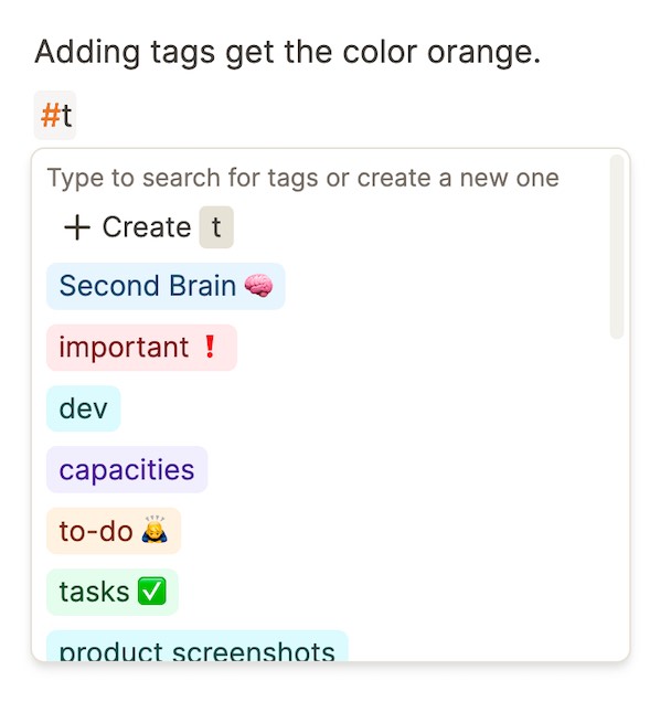Color code for tag dropdown