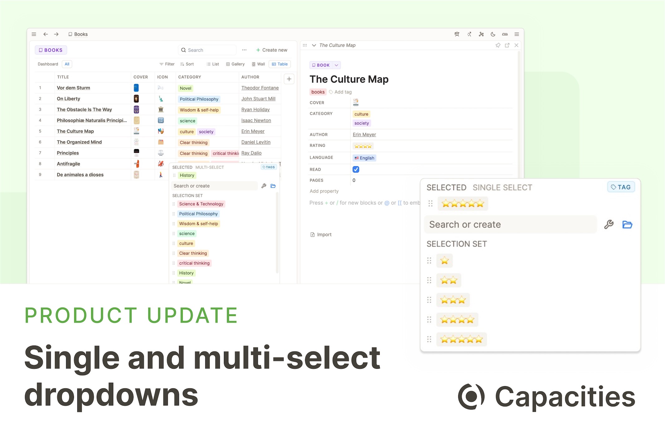 Single and multi-select dropdowns
