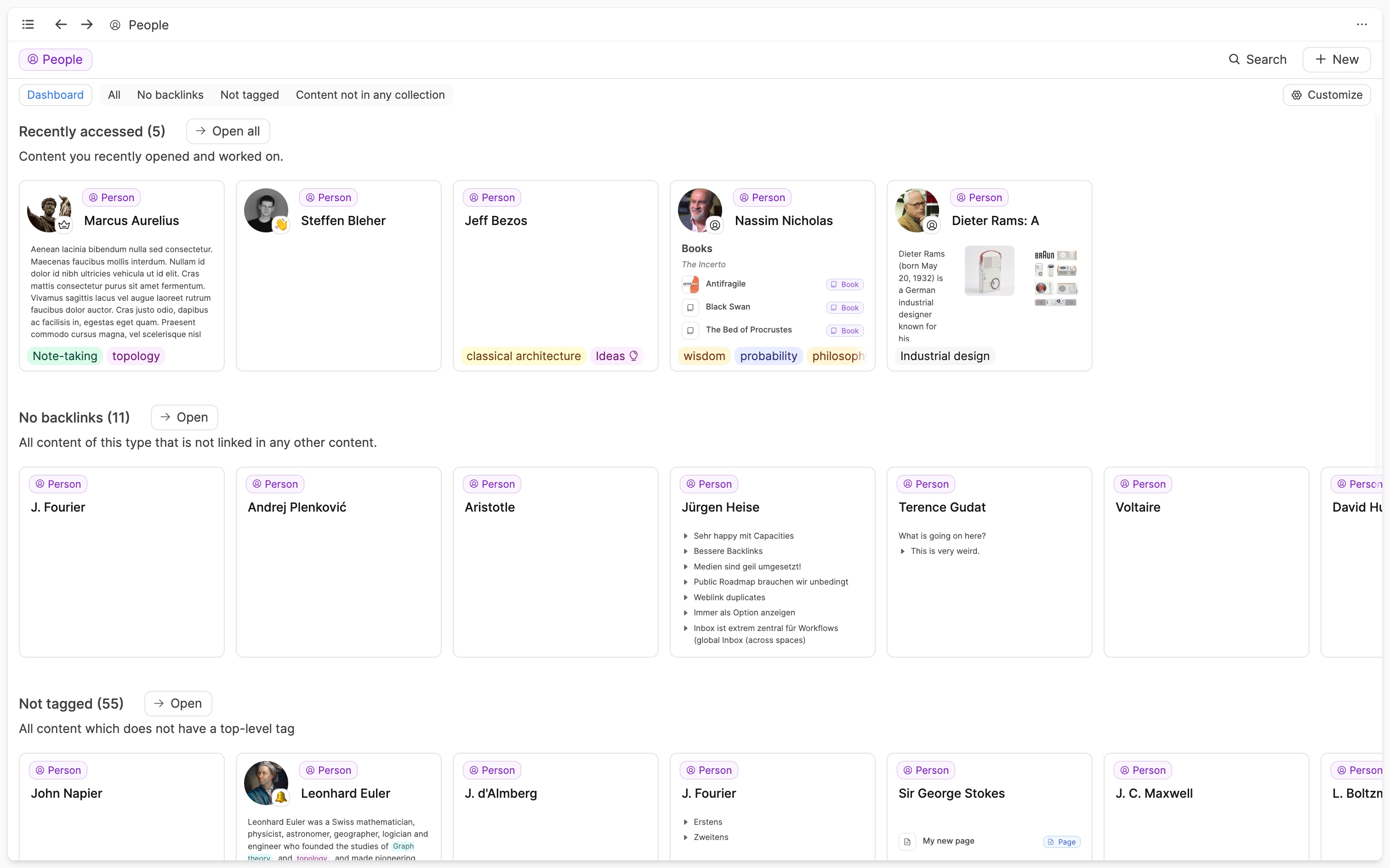 Object dashboard