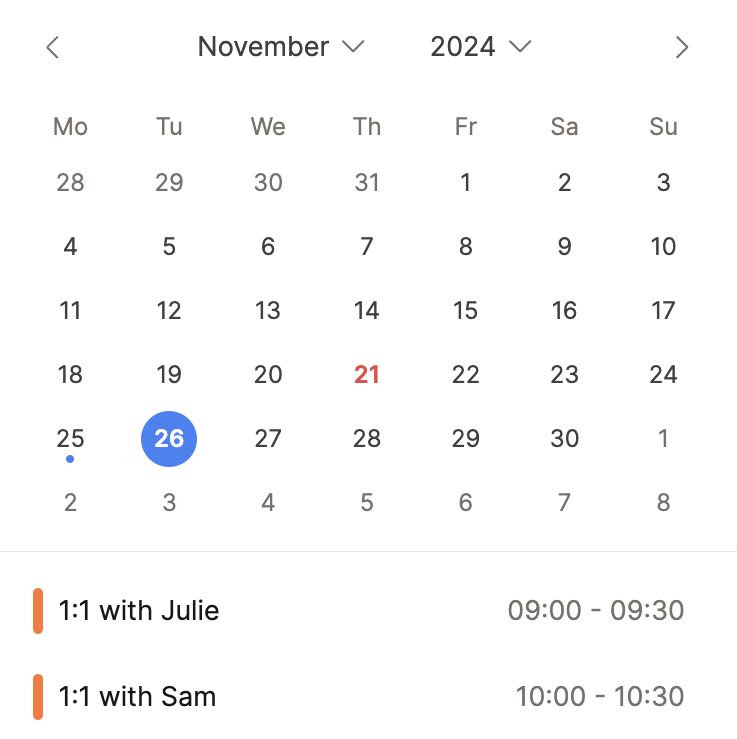 calendar view