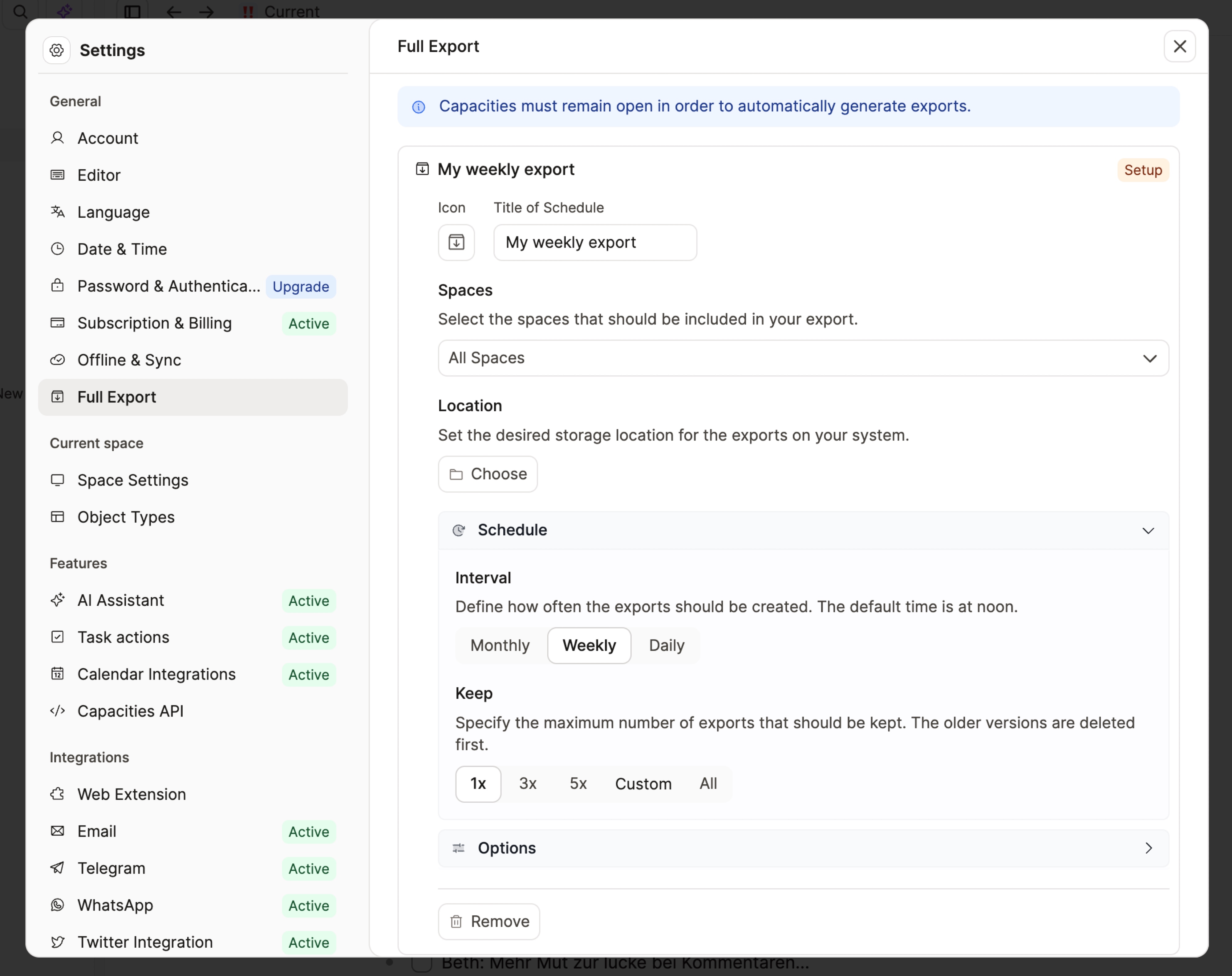 Automated export
