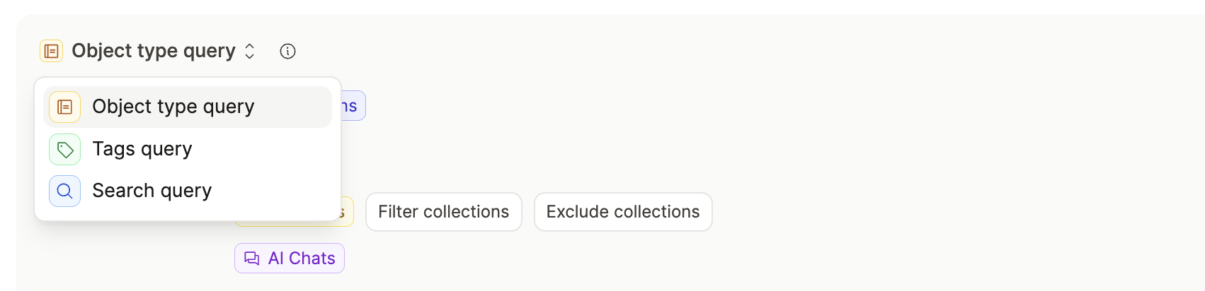 Query type dropdown