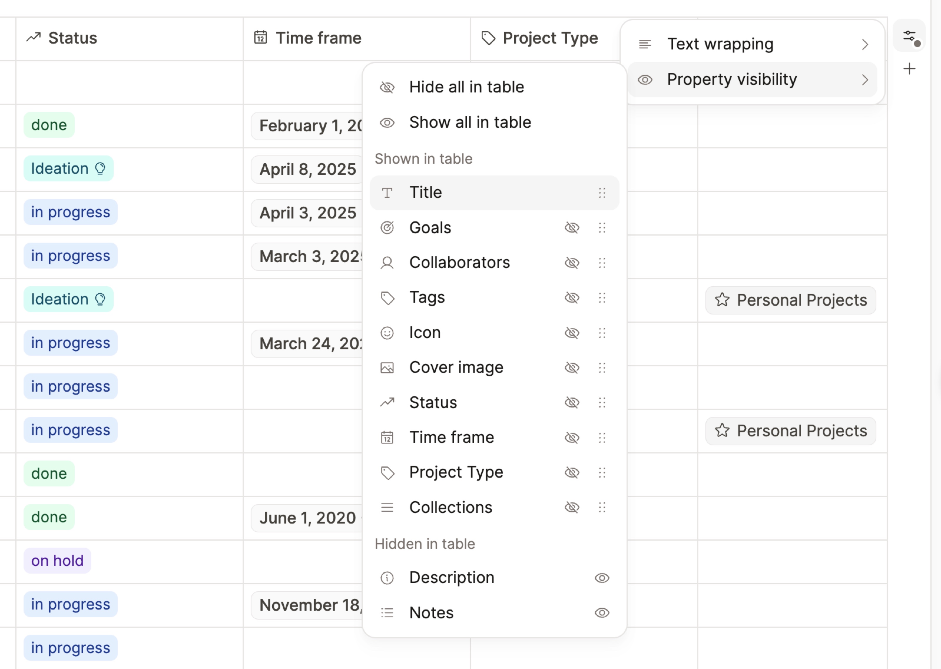 Table view customization