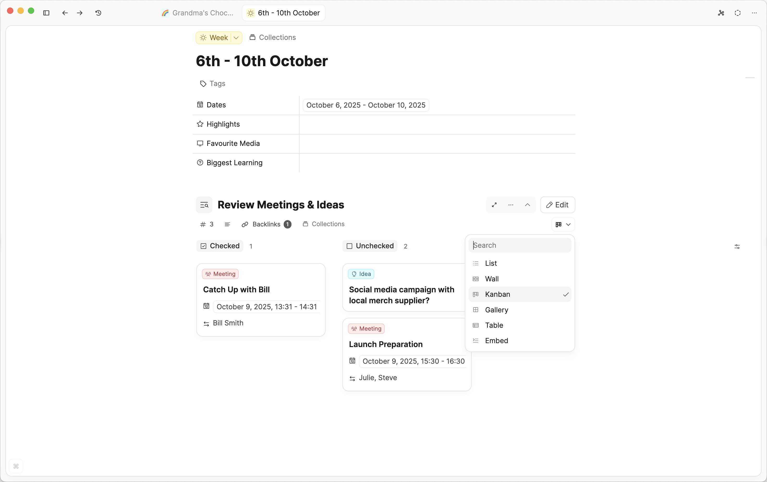 query showing two types together in kanban