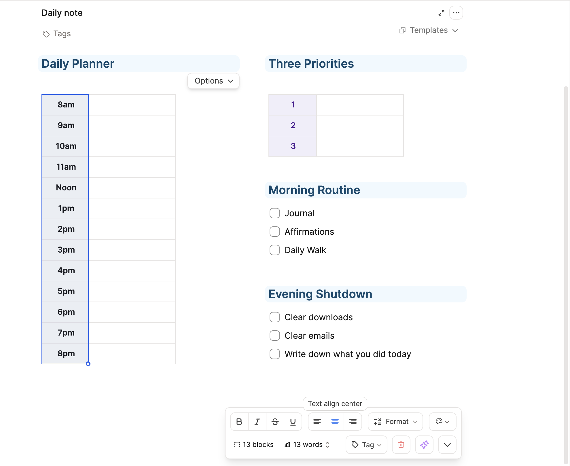 Formatting the header column