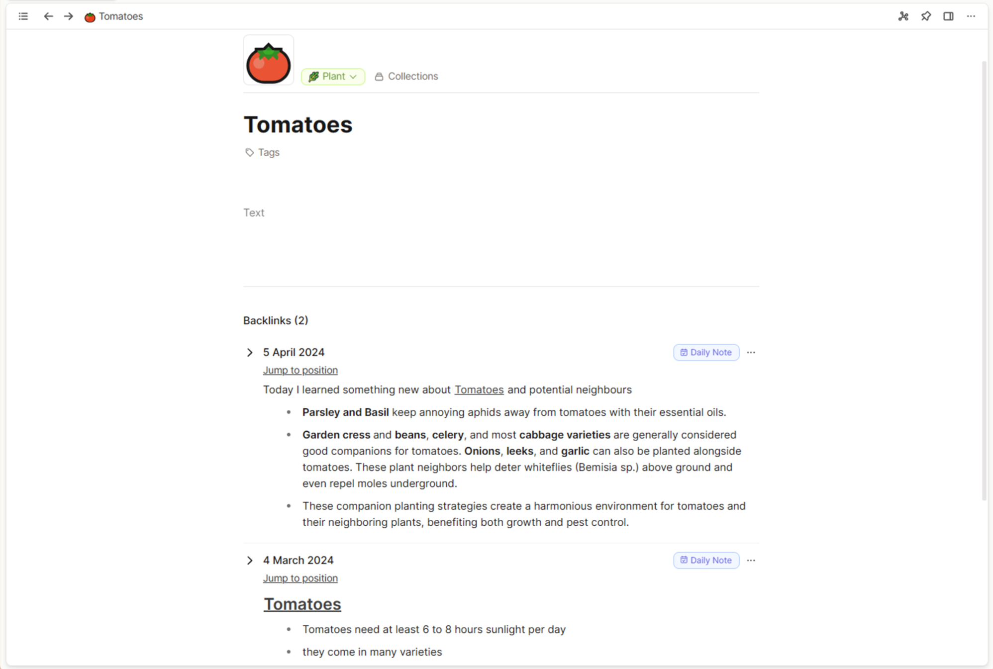 Tomatoes with more links