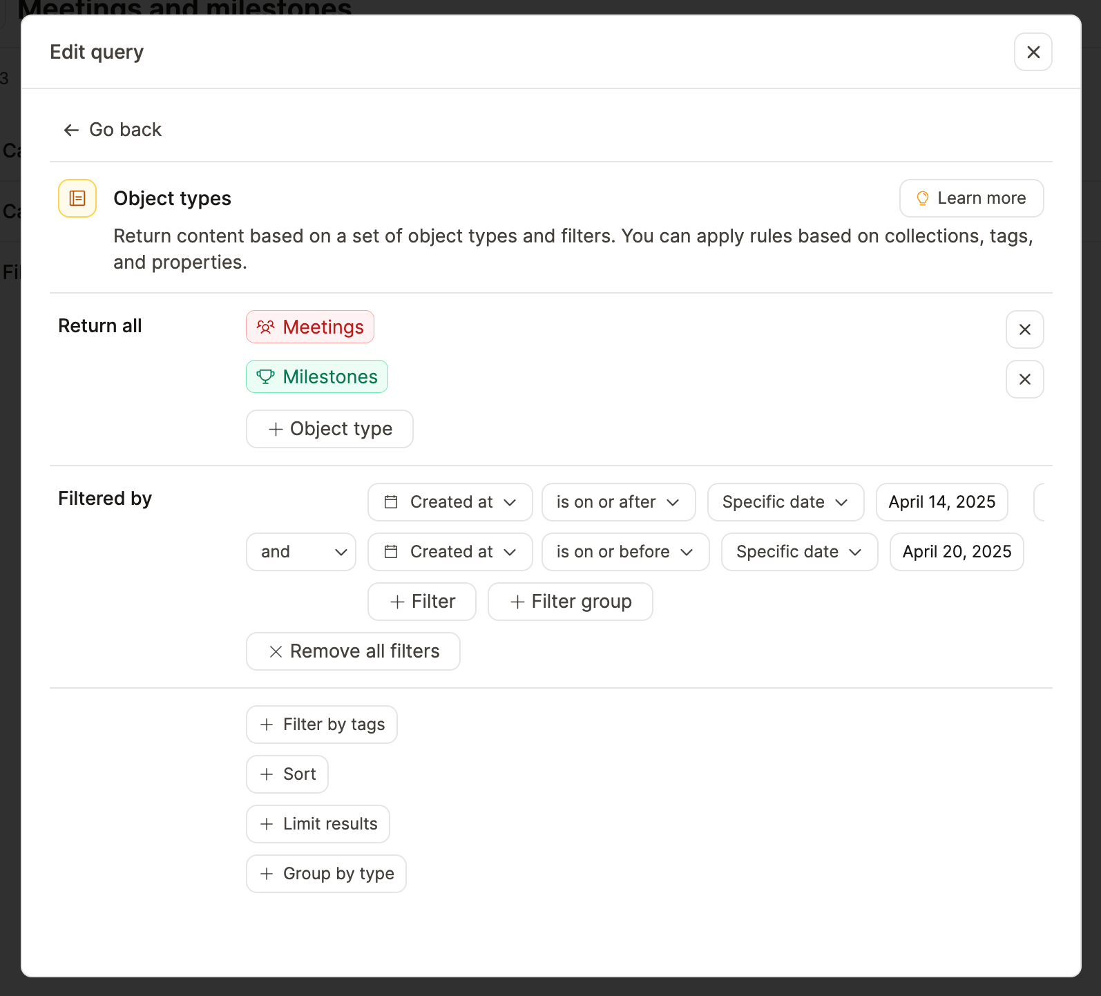 review query setting