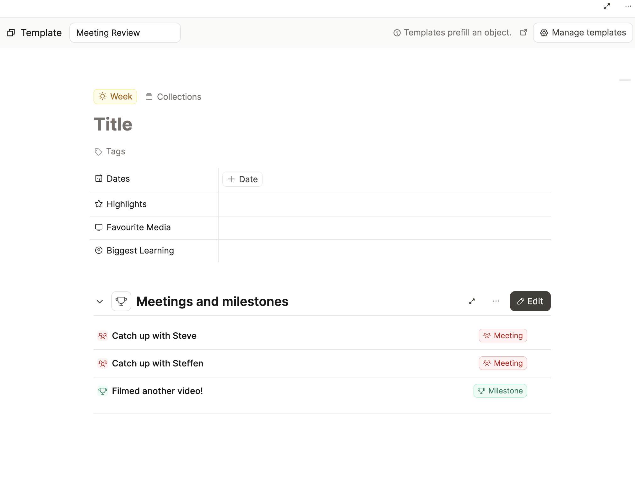 template setup